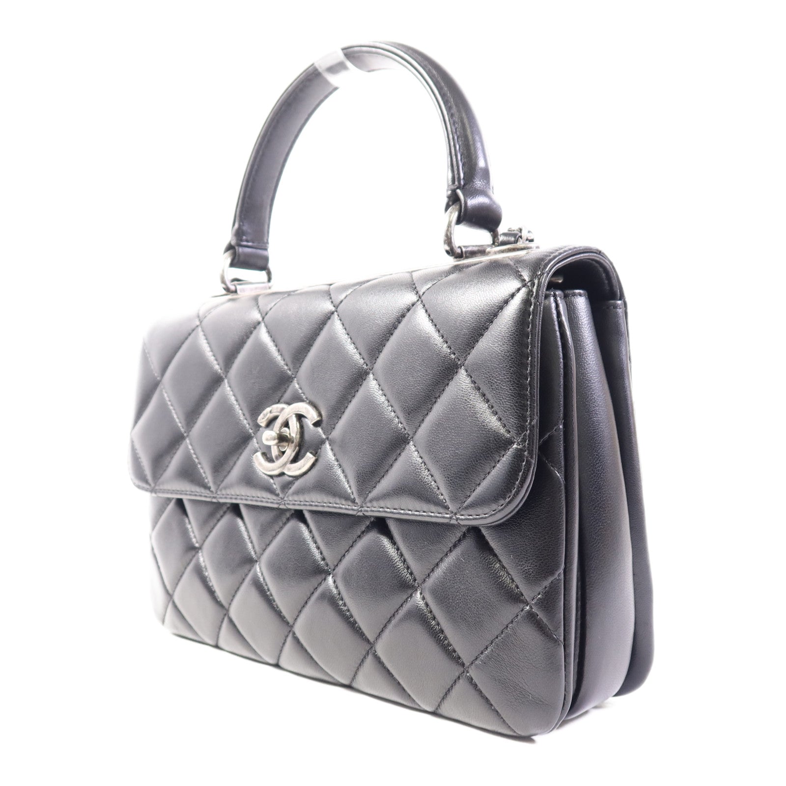 CHANEL 羊皮皮革2way Shoulder bag銀扣手挽肩背兩用袋