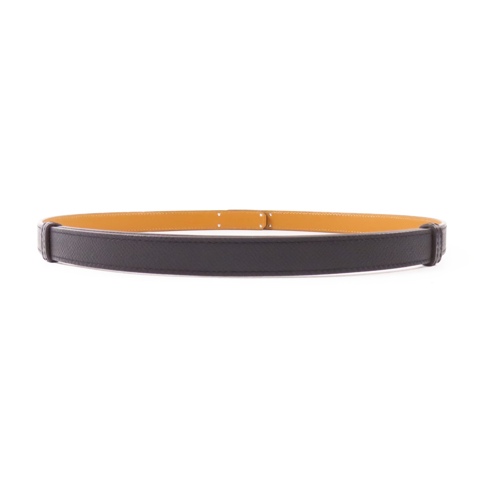 HERMES Epsom皮革Kelly Belt銀扣皮帶Noir
