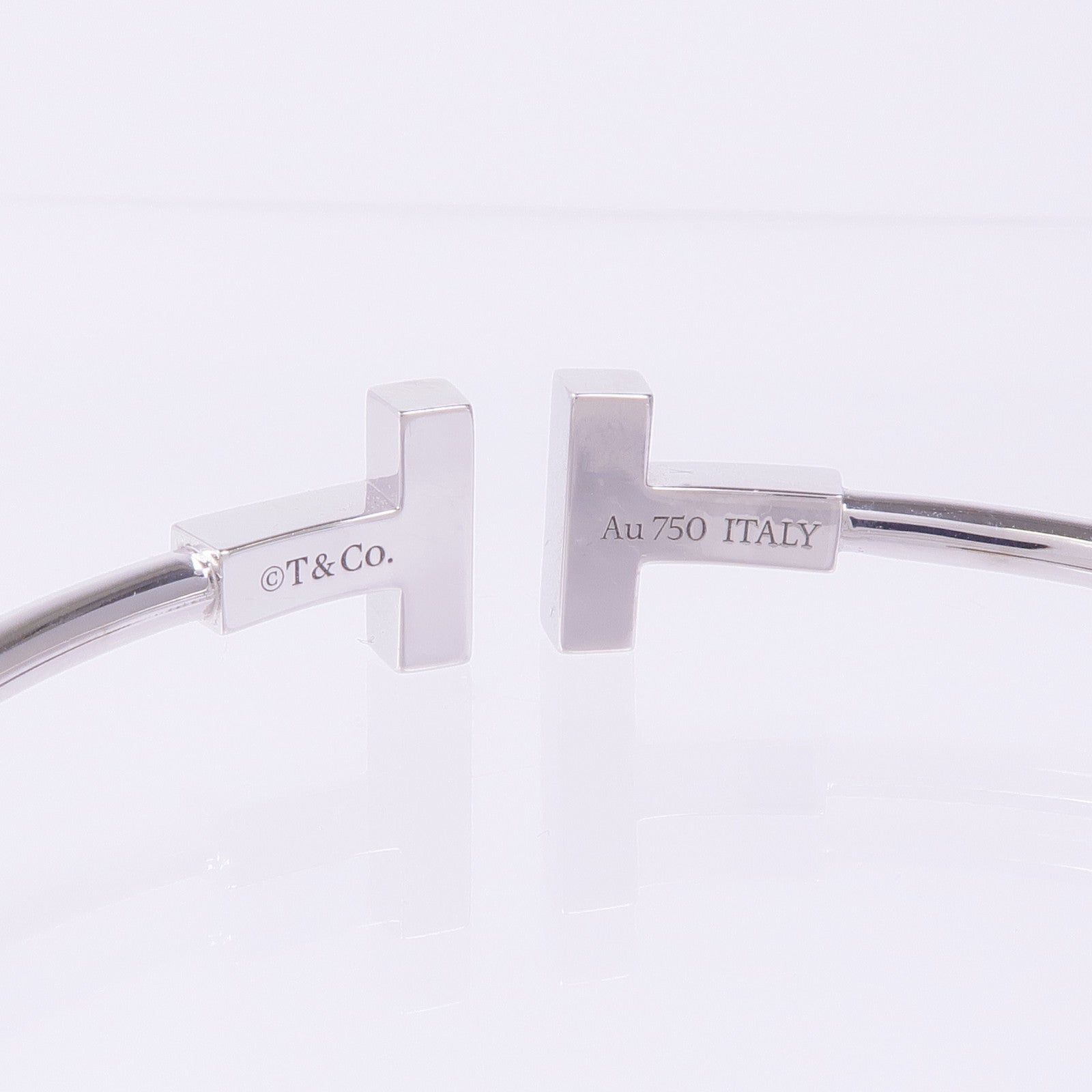 TIFFANY＆CO 18K白金Diamond Turquoise T Wire手鐲