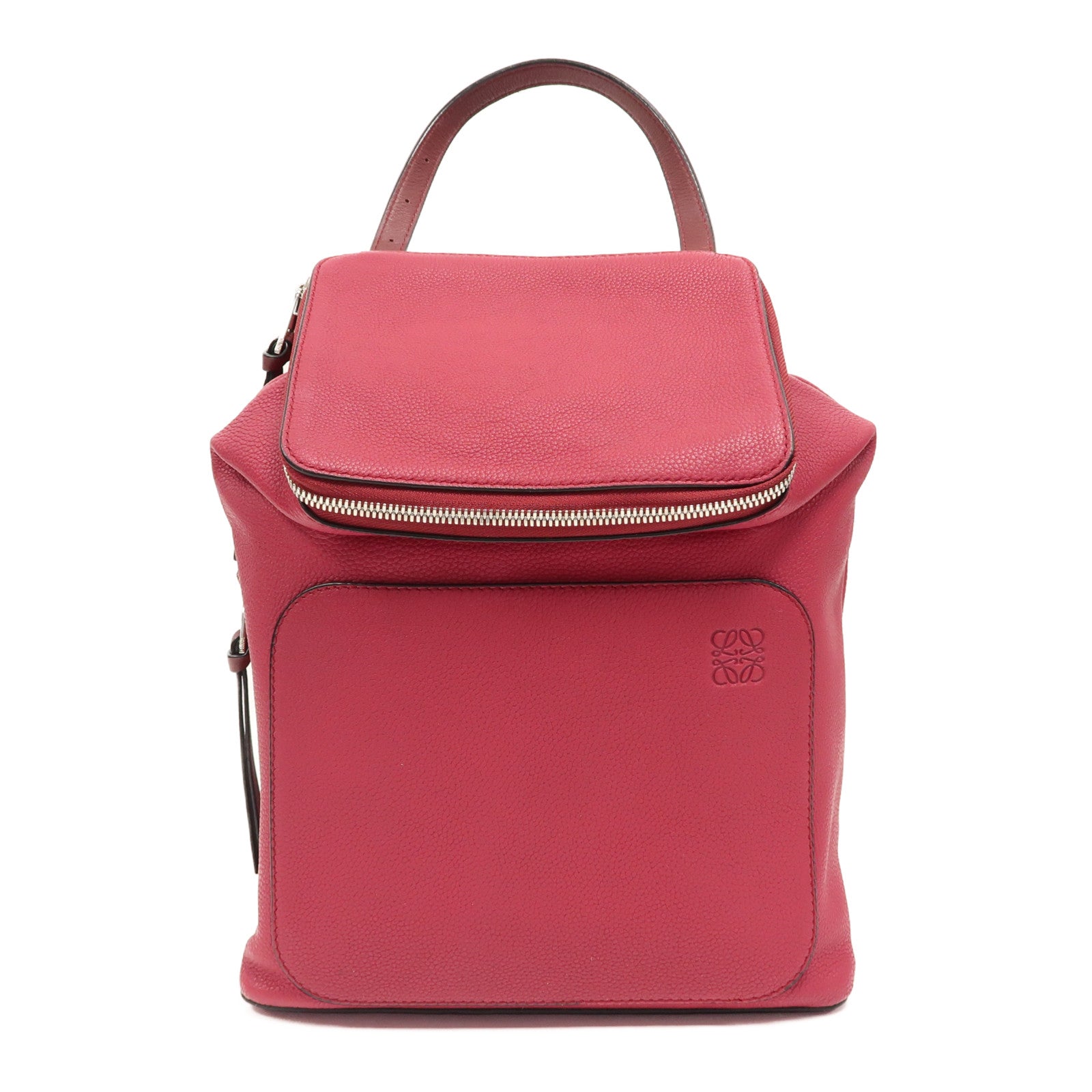 LOEWE 【激減優惠】牛皮皮革Backpack銀扣背包紅色