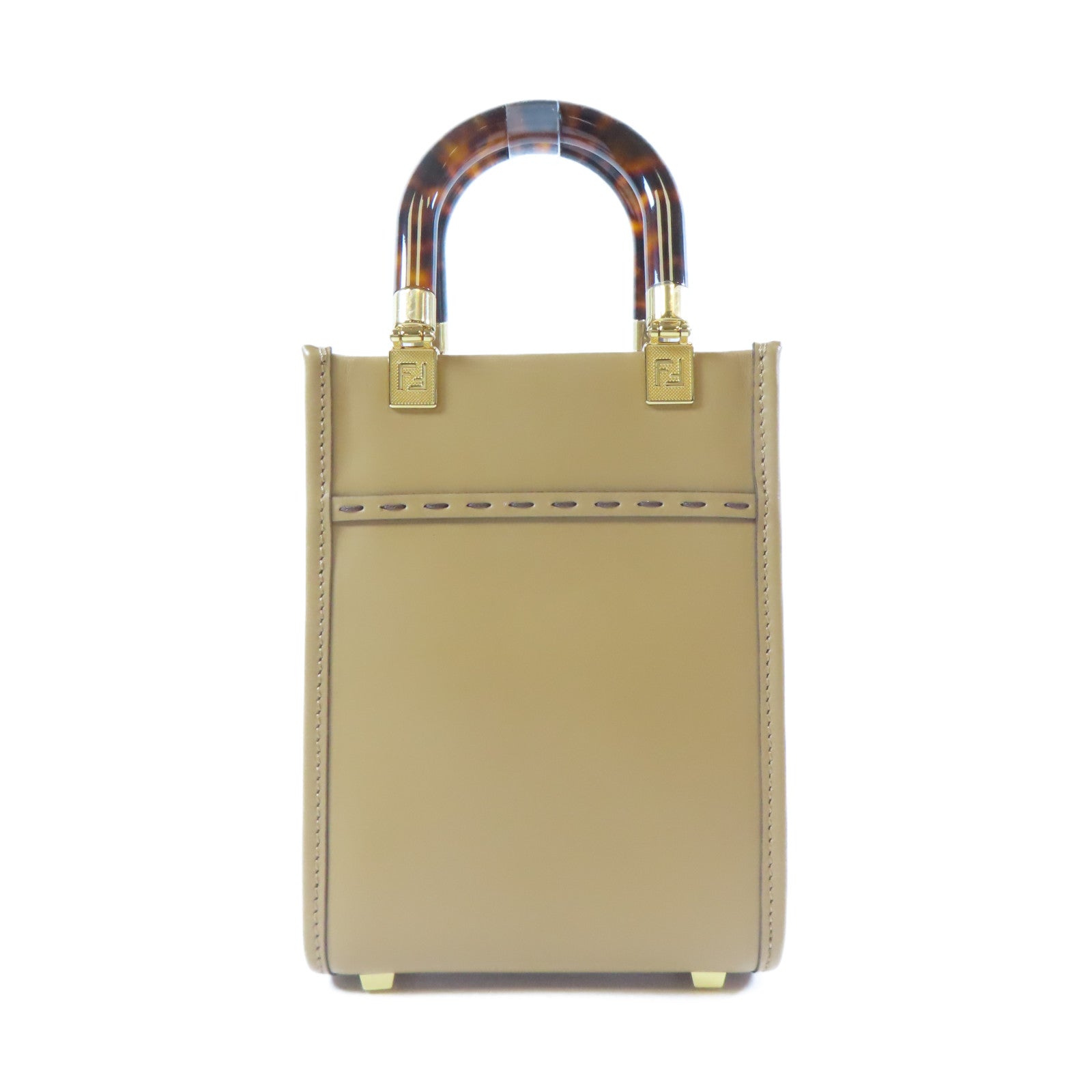 FENDI 【激減優惠】牛皮皮革Mini Sunshine金扣手挽肩背兩用袋啡色