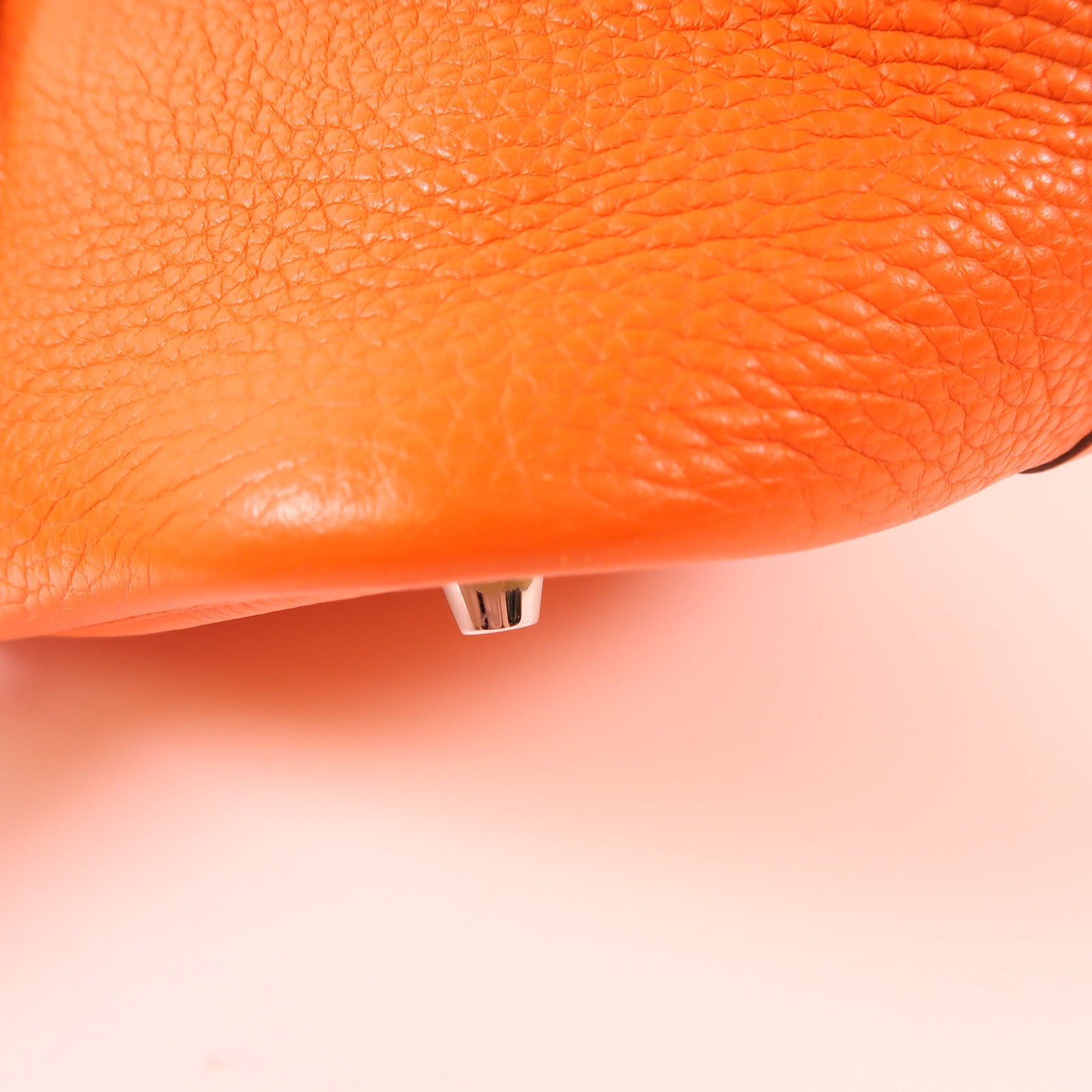 HERMES Clemence皮革Picotin MM銀扣手挽袋93 Orange