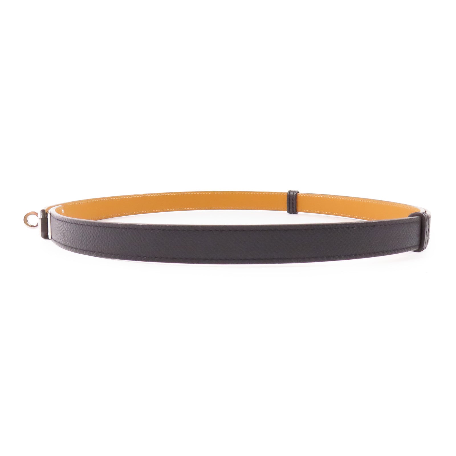 HERMES Epsom皮革Kelly Belt銀扣皮帶Noir