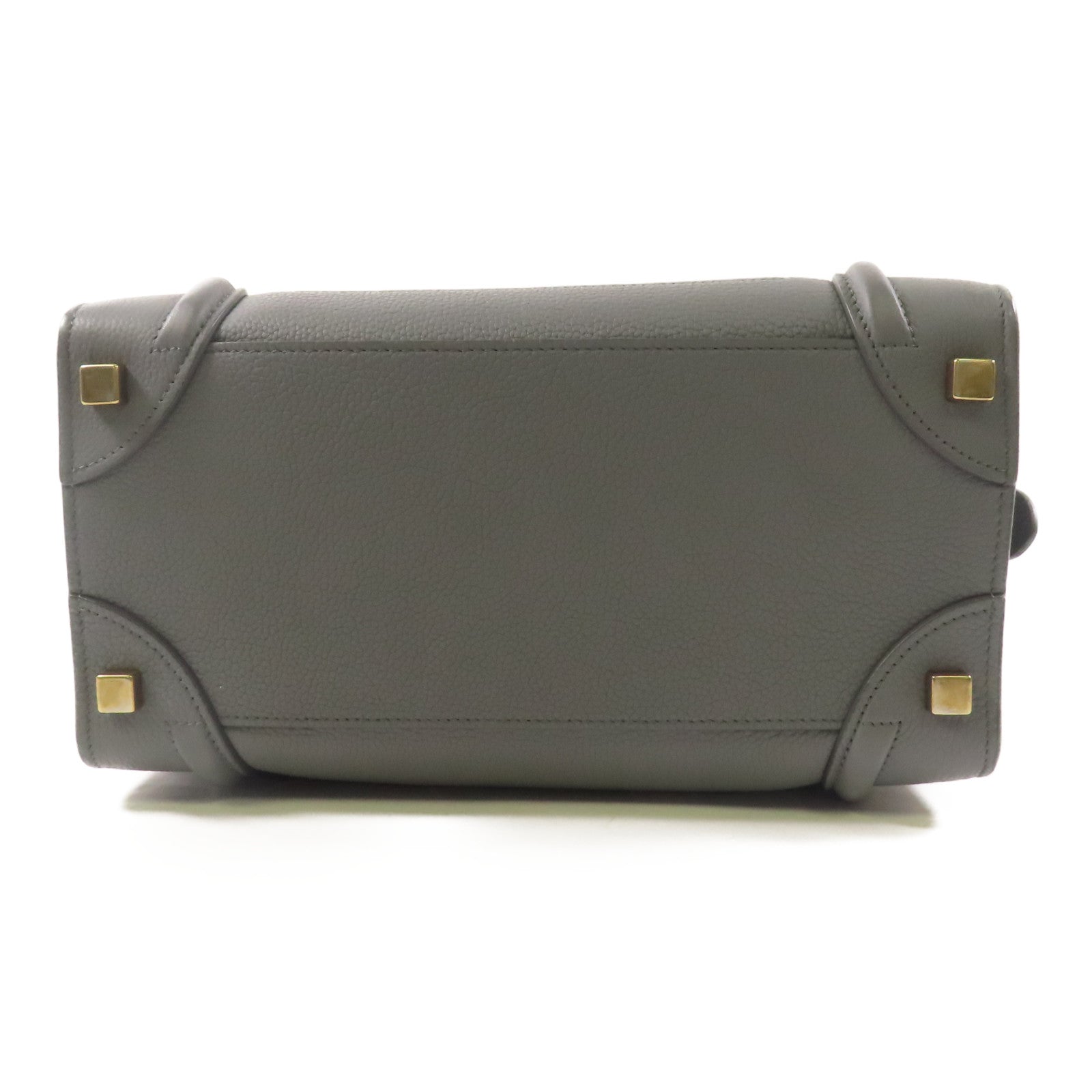 CELINE 牛皮皮革Micro Luggage金扣手挽袋灰色