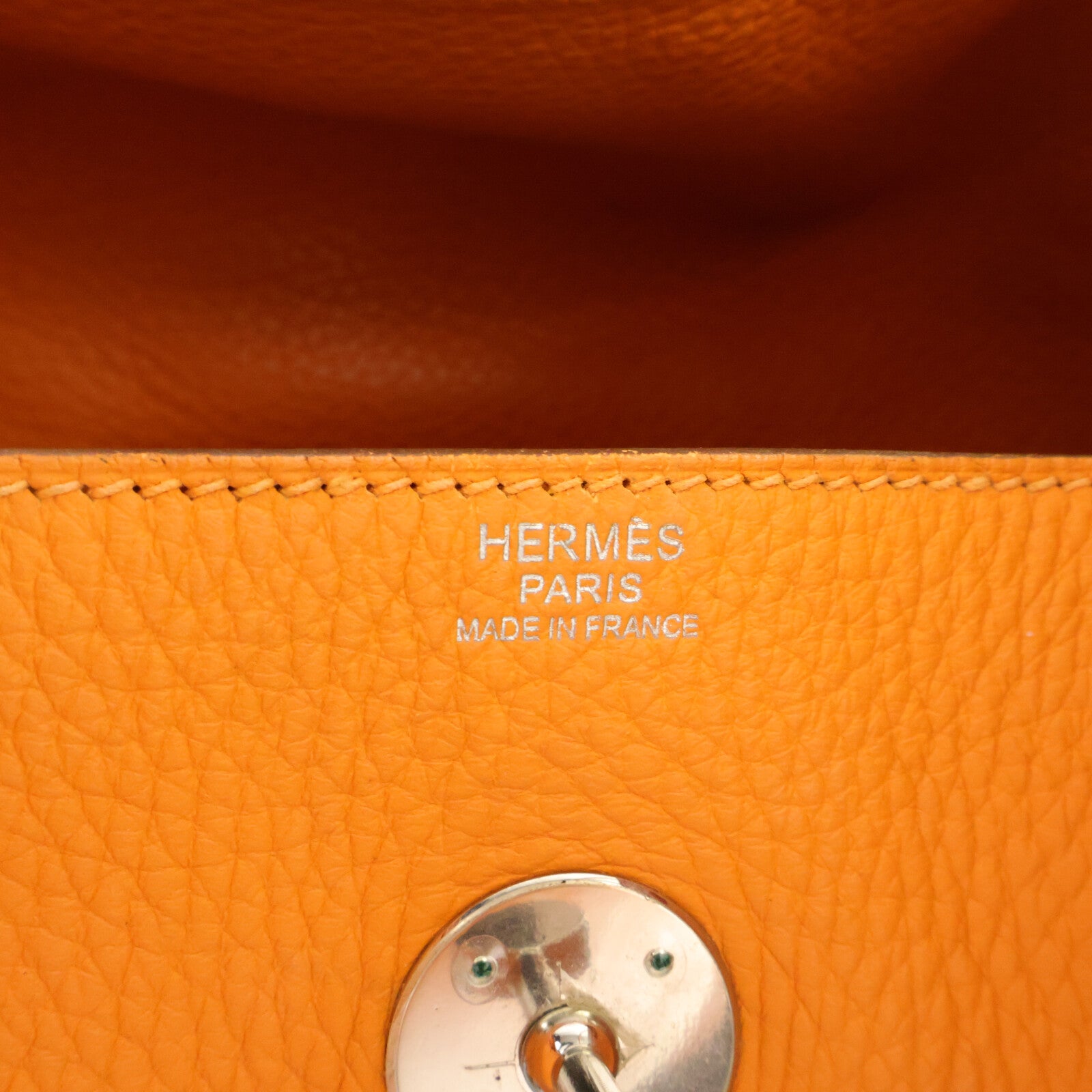 HERMES Togo皮革Lindy 30手挽肩背兩用袋Orange