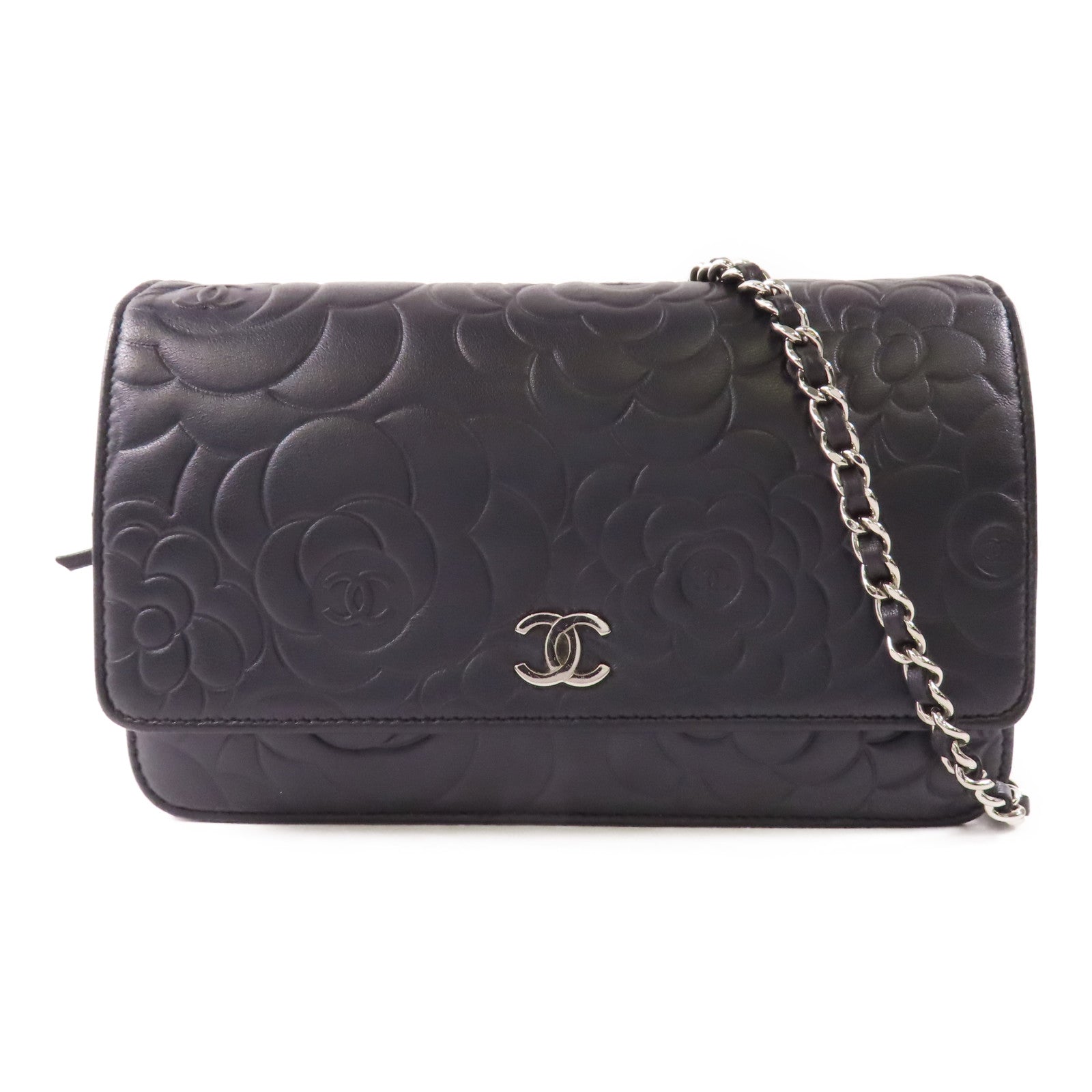 CHANEL CC SHW WOC Wallet On Chain Shoulder Bag Calfskin Leather Black