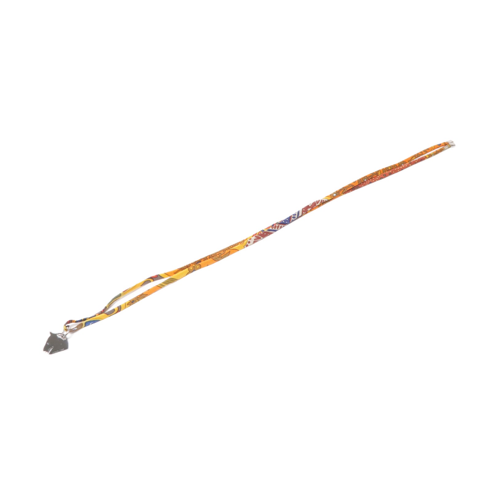 HERMES 【激減優惠】絲質Choker項鍊銀色/橙色