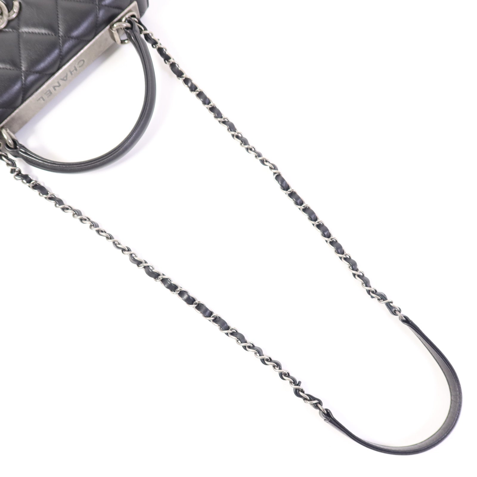 CHANEL 羊皮皮革2way Shoulder bag銀扣手挽肩背兩用袋