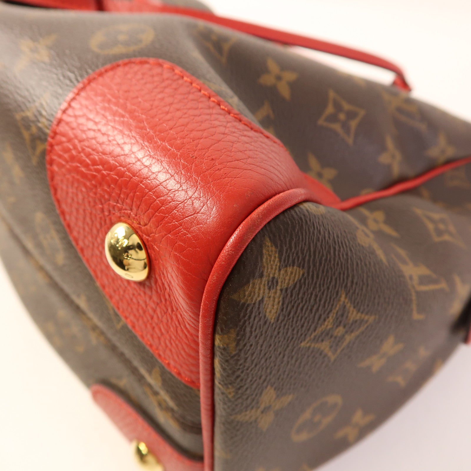 LOUIS VUITTON LV GHW Retiro 2 Way Shoulder Handbag M40546 Monogram Brown Red