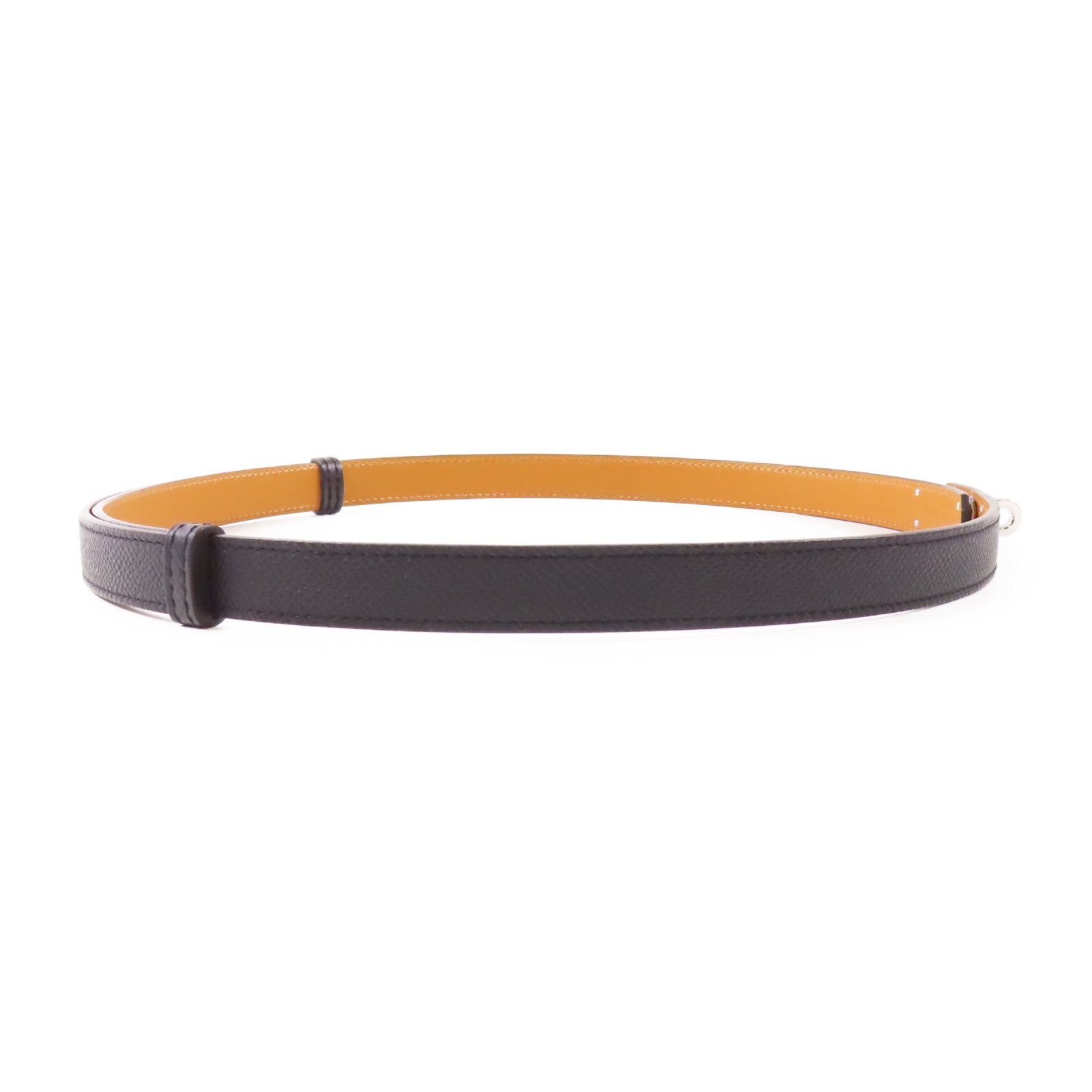 HERMES Epsom皮革Kelly Belt銀扣皮帶Noir