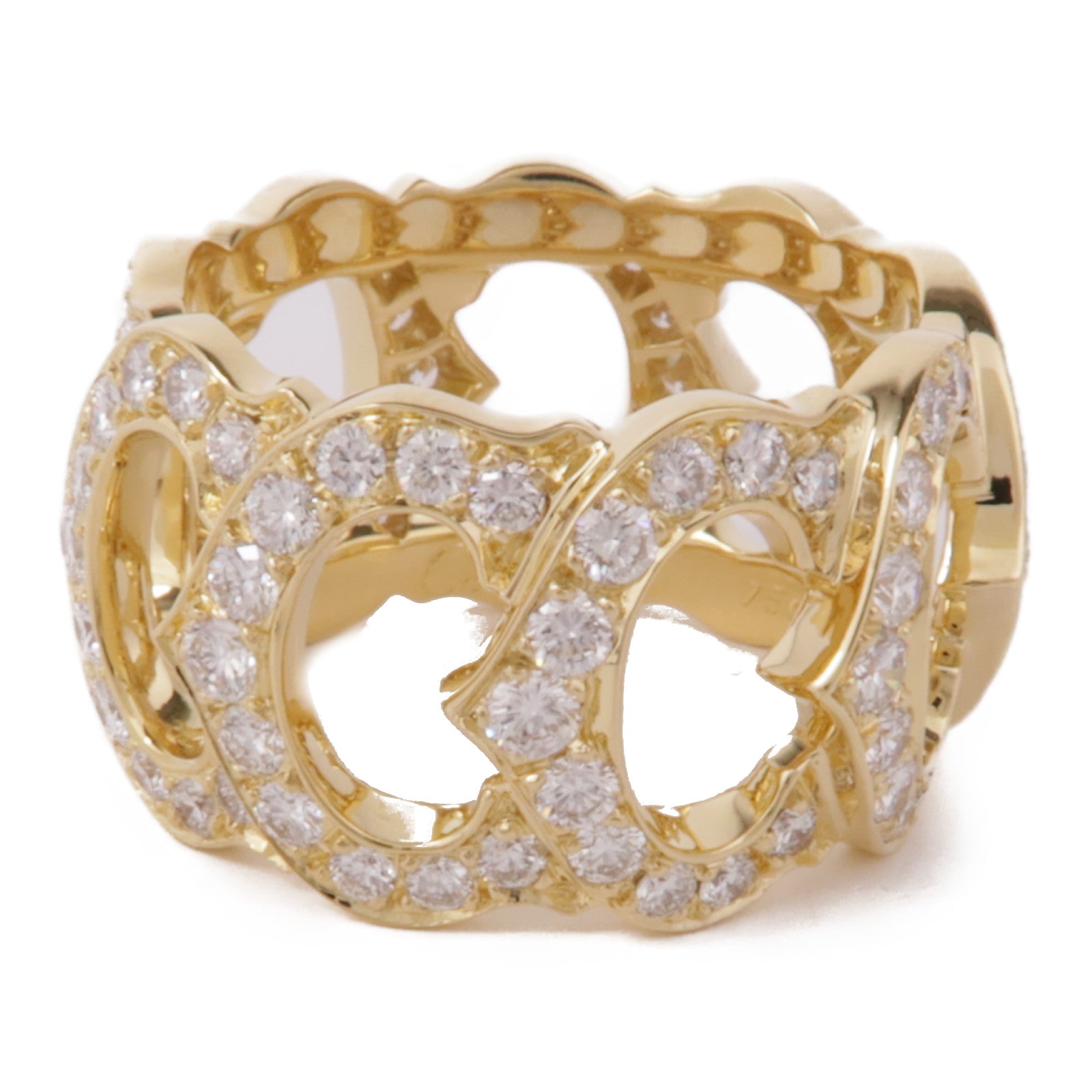 CARTIER 18K黃金C De Cartier Diamond Ring鑽石戒指Cariter#55/US#7.25