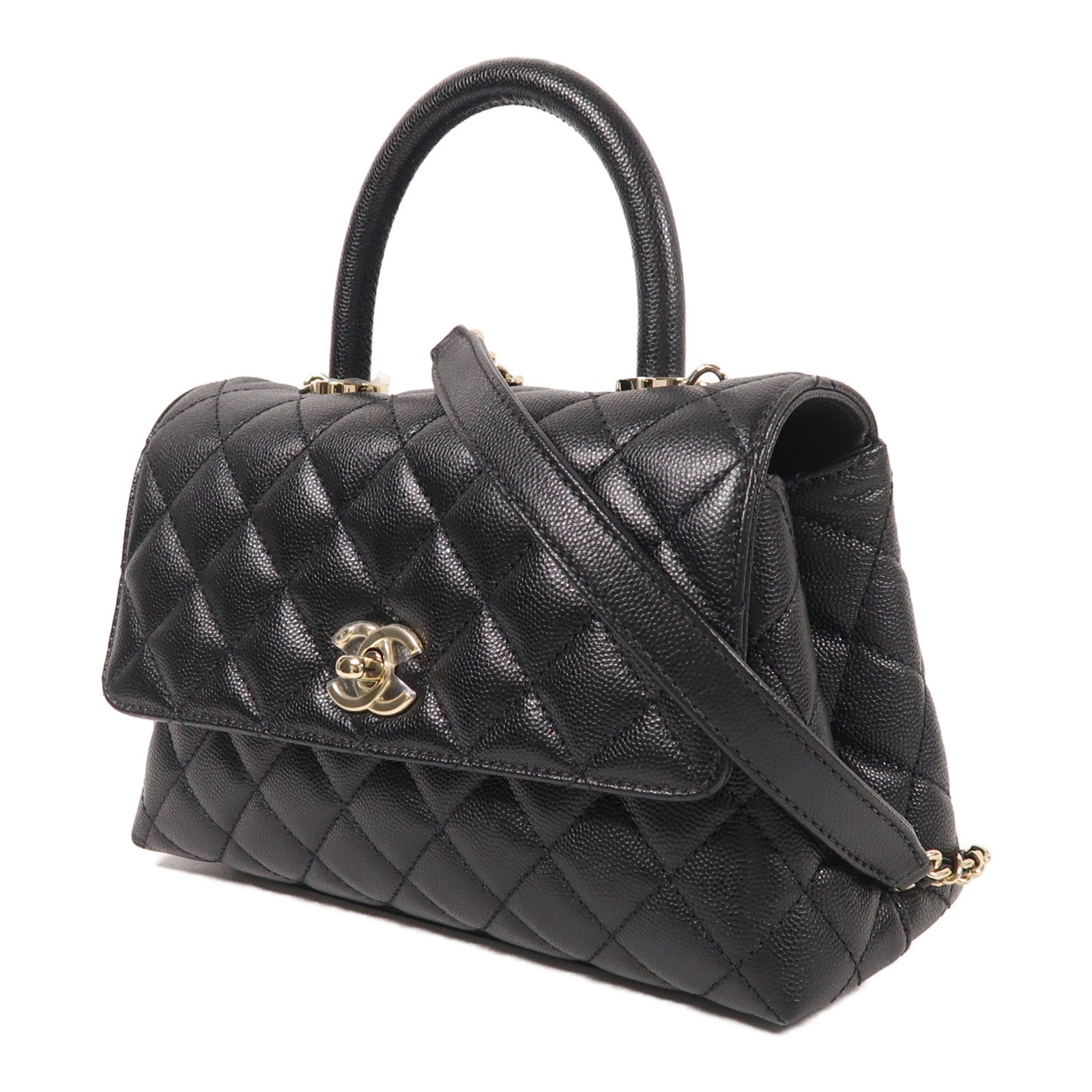 CHANEL 牛皮皮革Coco Handle Small金扣手挽肩背兩用袋