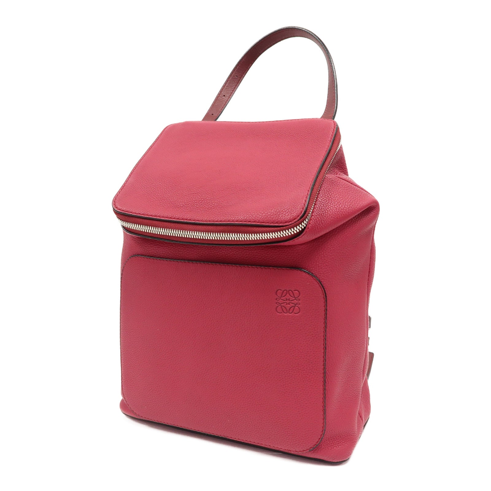 LOEWE 【激減優惠】牛皮皮革Backpack銀扣背包紅色