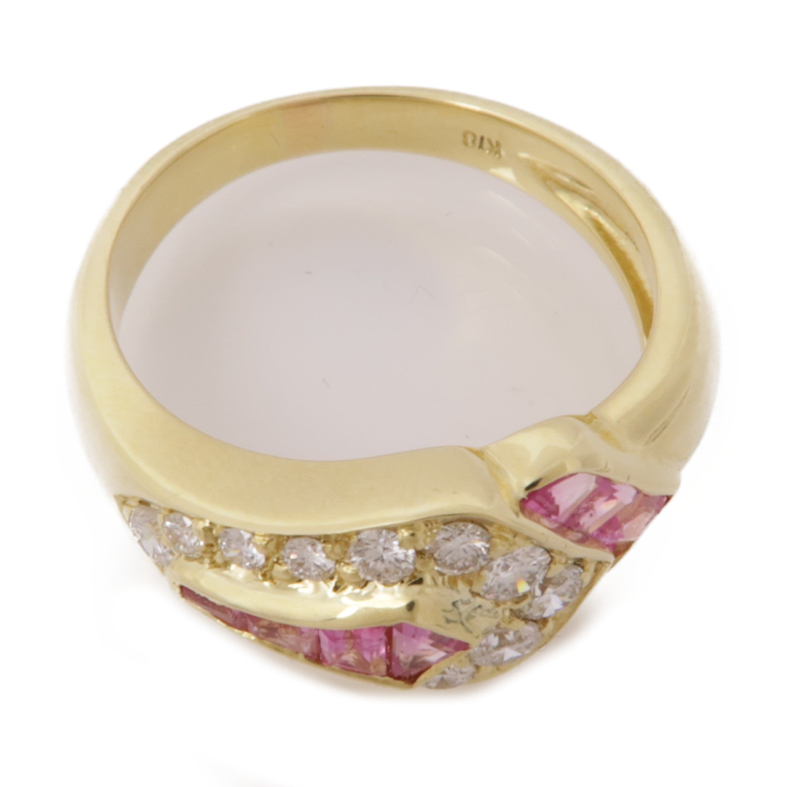 JEWELRY 【激減優惠】18K黃金Sapphire Ring粉紅藍寶石戒指US#7