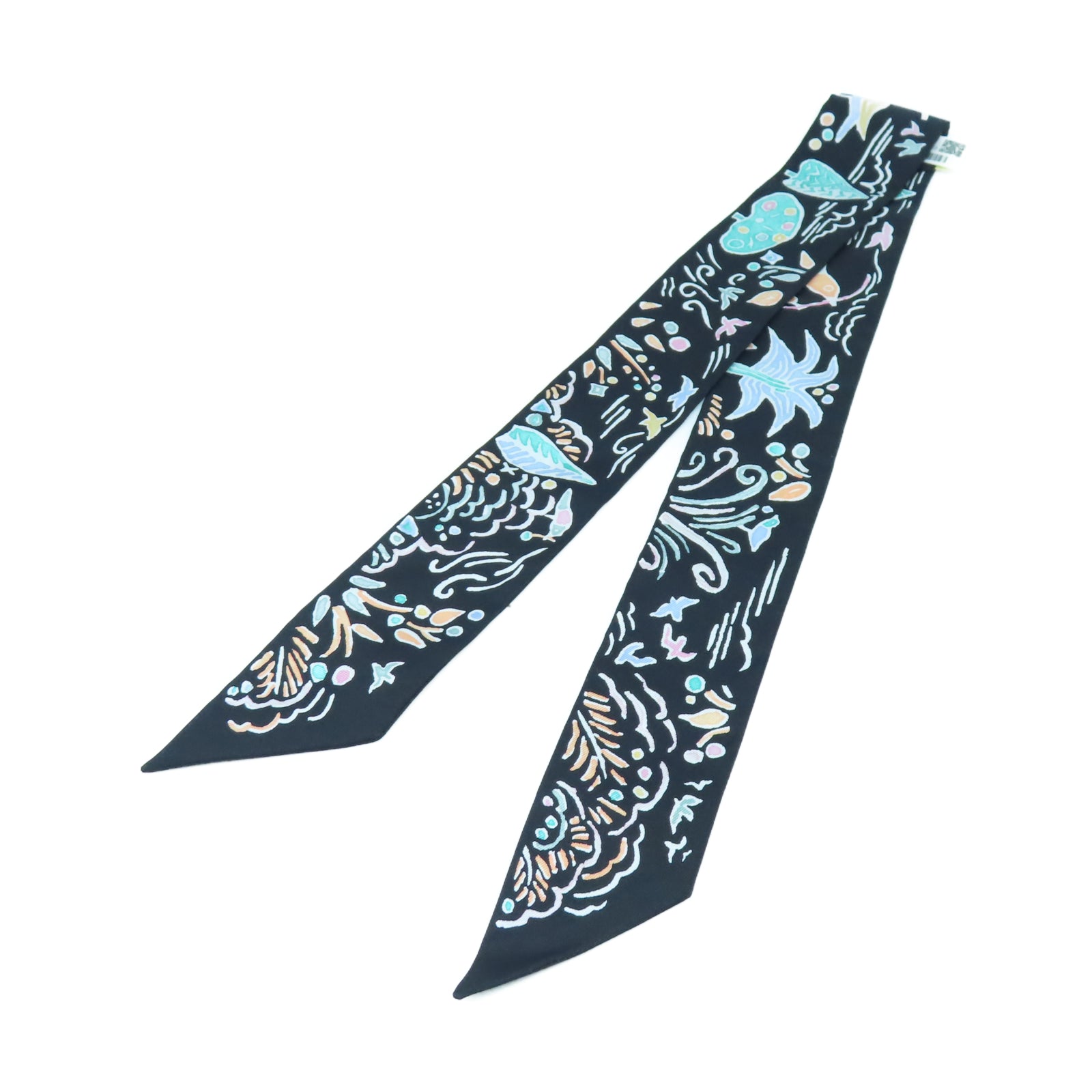 HERMES 【激減優惠】絲質Twilly絲巾黑色/多色
