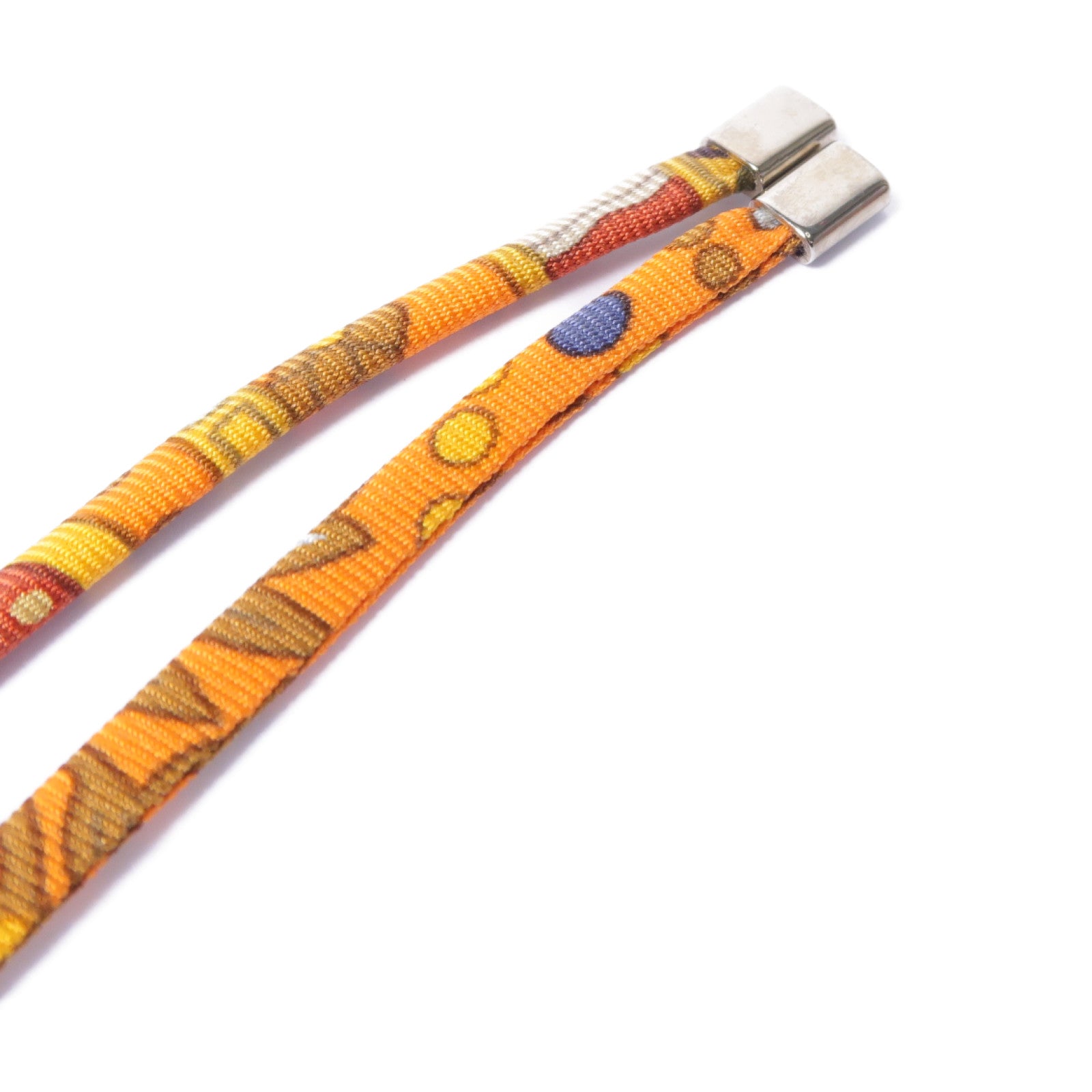 HERMES 【激減優惠】絲質Choker項鍊銀色/橙色