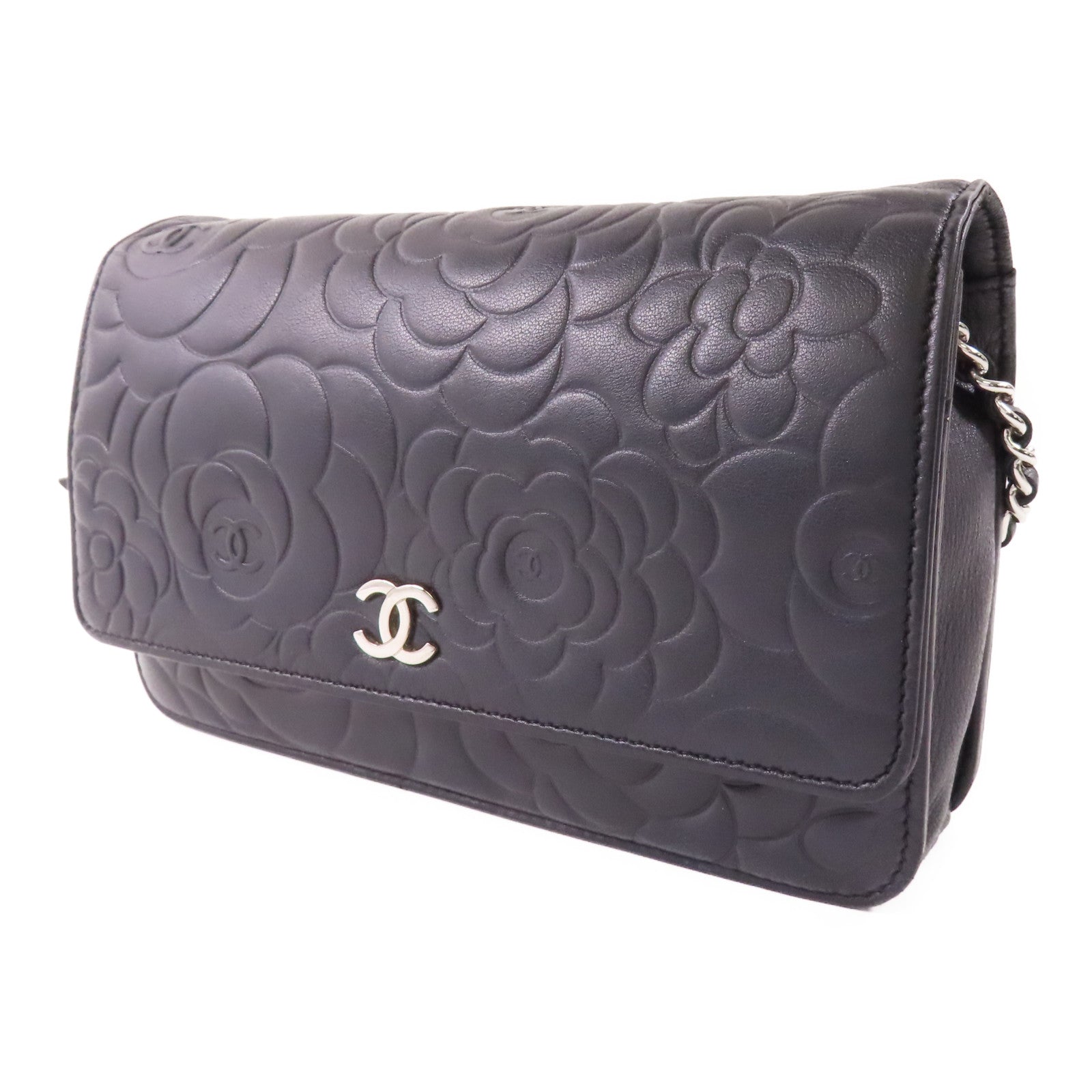 CHANEL CC SHW WOC Wallet On Chain Shoulder Bag Calfskin Leather Black