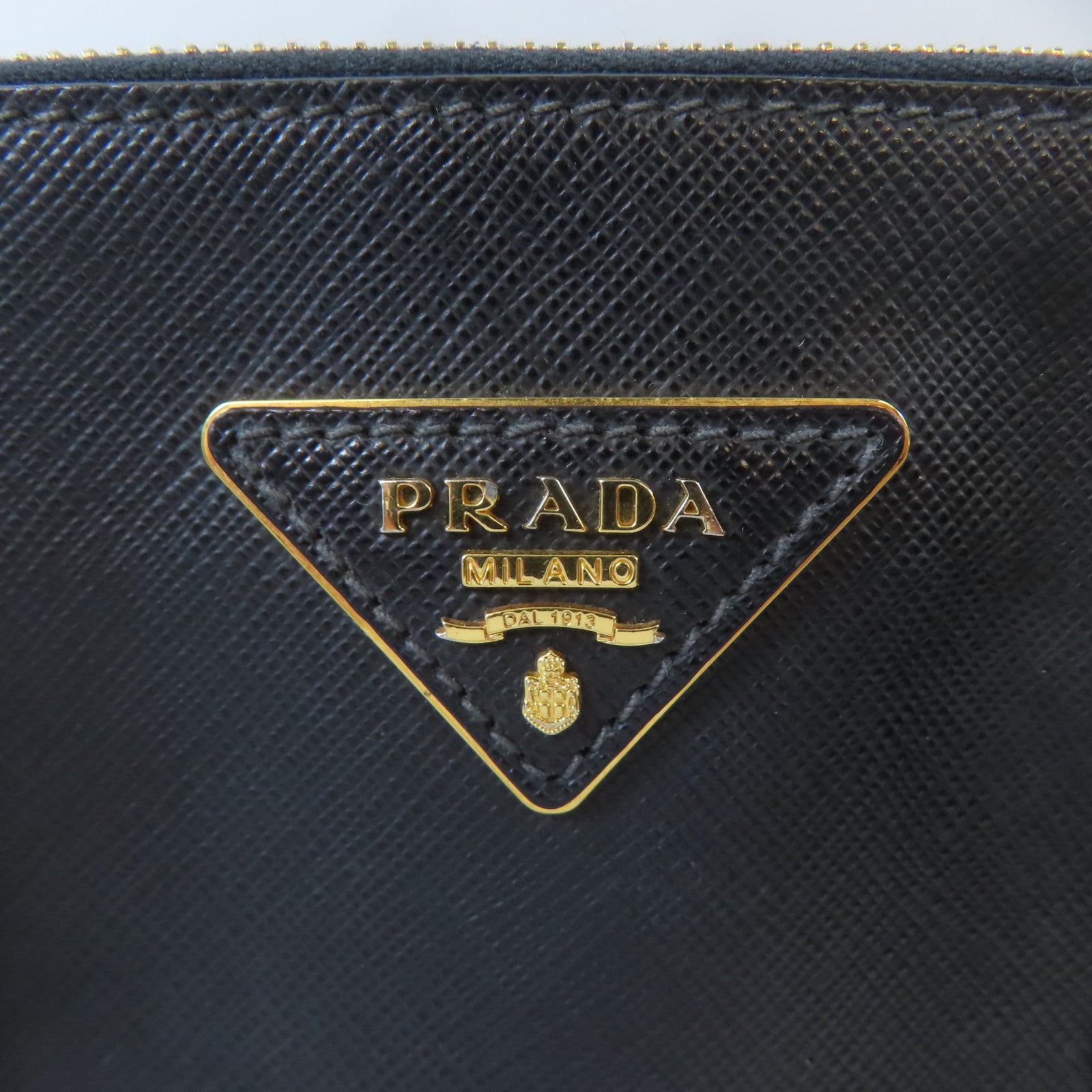PRADA 牛皮皮革Galleria Bag金扣手挽肩背兩用袋黑色