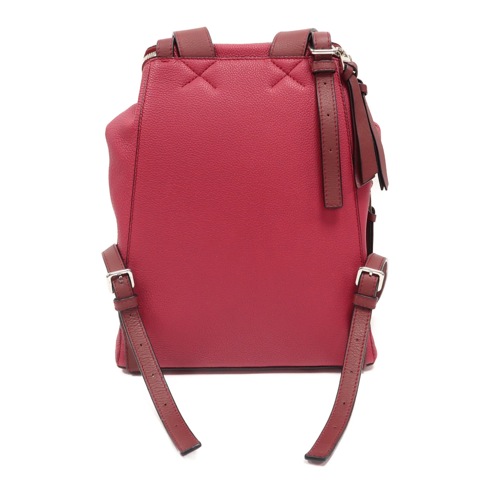 LOEWE 【激減優惠】牛皮皮革Backpack銀扣背包紅色