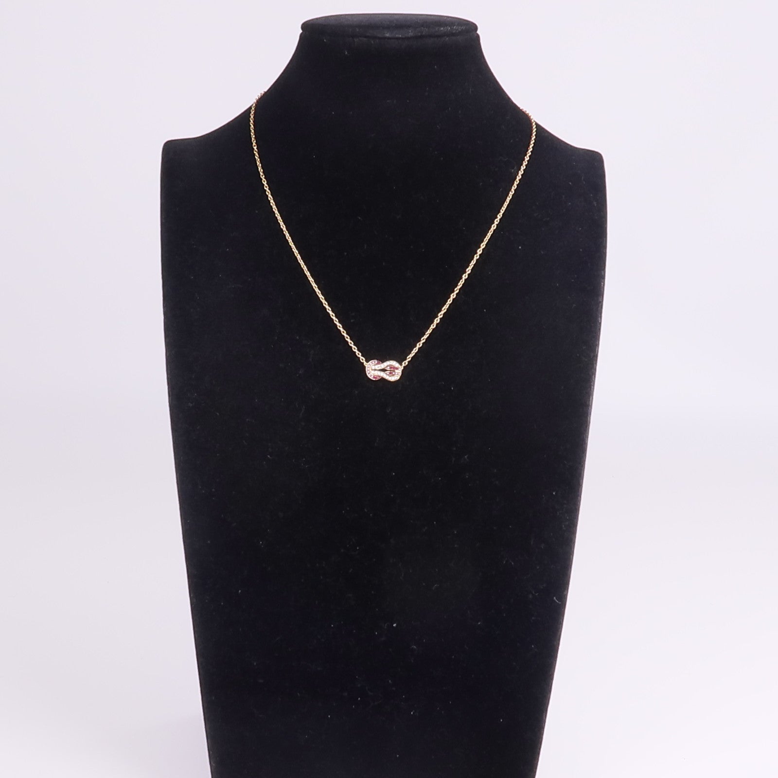 FRED 18K玫瑰金/黑金Ruby Diamond Necklace紅寶石/鑽石項鍊