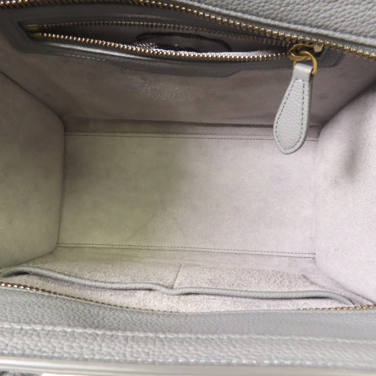 CELINE 牛皮皮革Micro Luggage金扣手挽袋灰色
