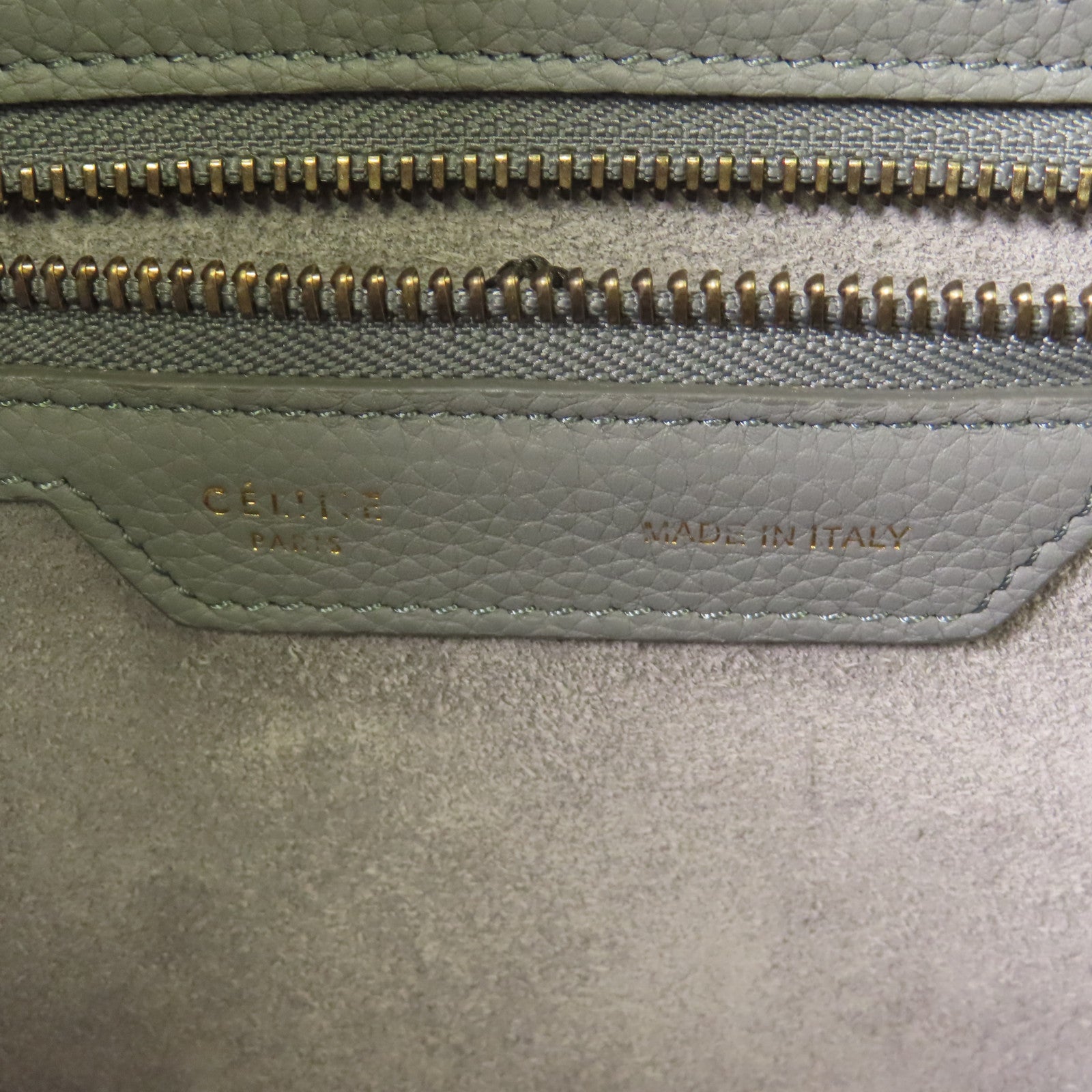 CELINE 牛皮皮革Micro Luggage金扣手挽袋灰色
