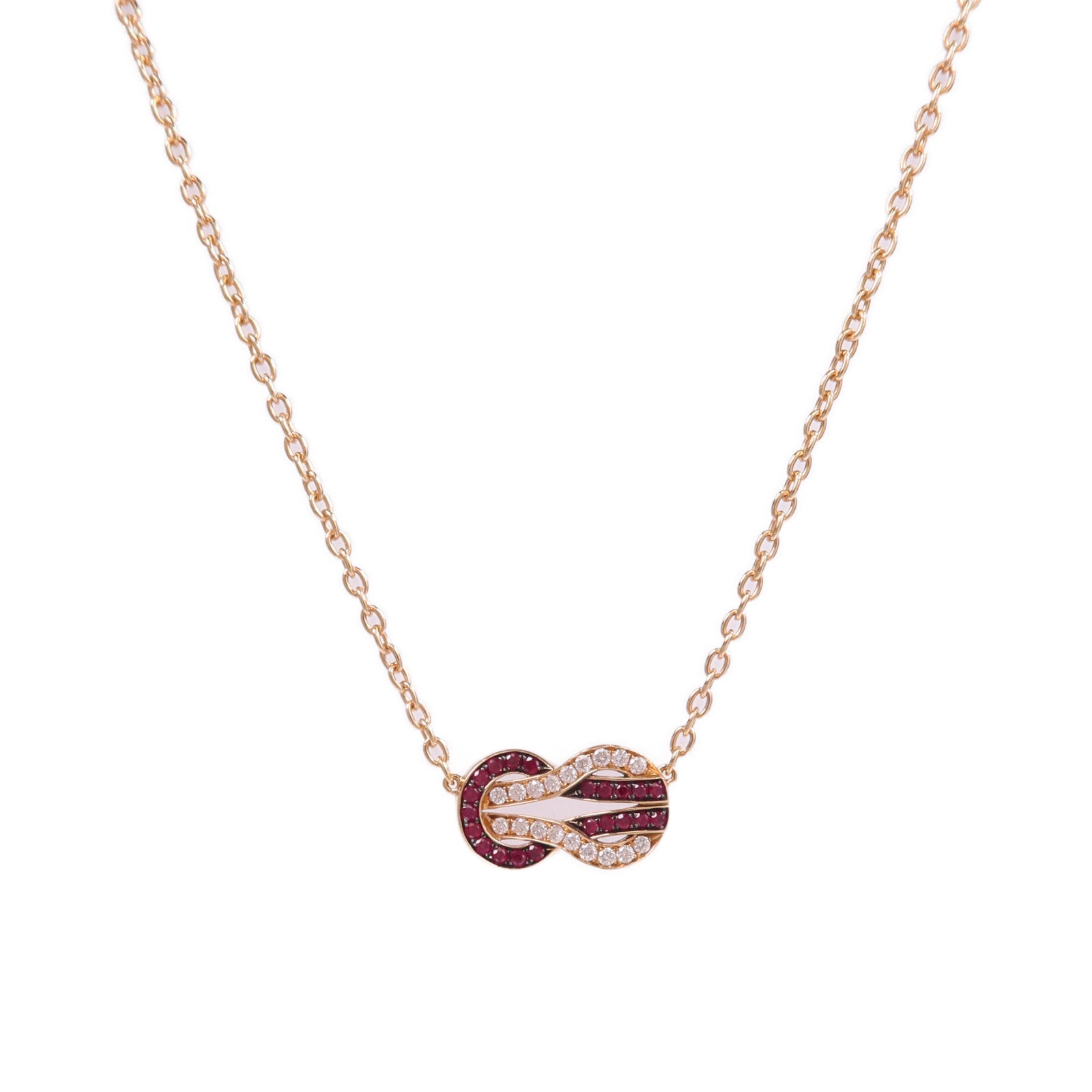 FRED 18K玫瑰金/黑金Ruby Diamond Necklace紅寶石/鑽石項鍊