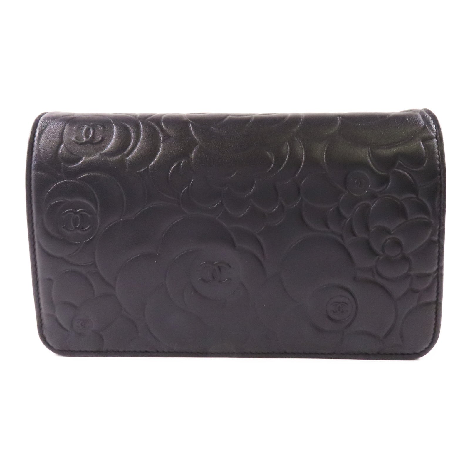 CHANEL CC SHW WOC Wallet On Chain Shoulder Bag Calfskin Leather Black