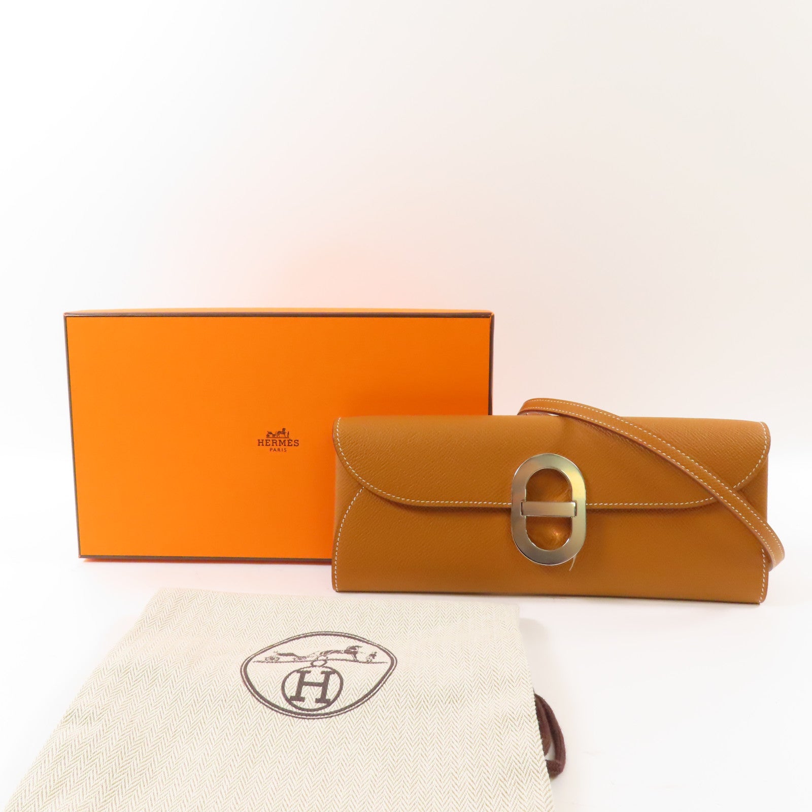 HERMES 【激減優惠】Epsom皮革Chaine d'Ancre To Go銀扣肩背袋Gold