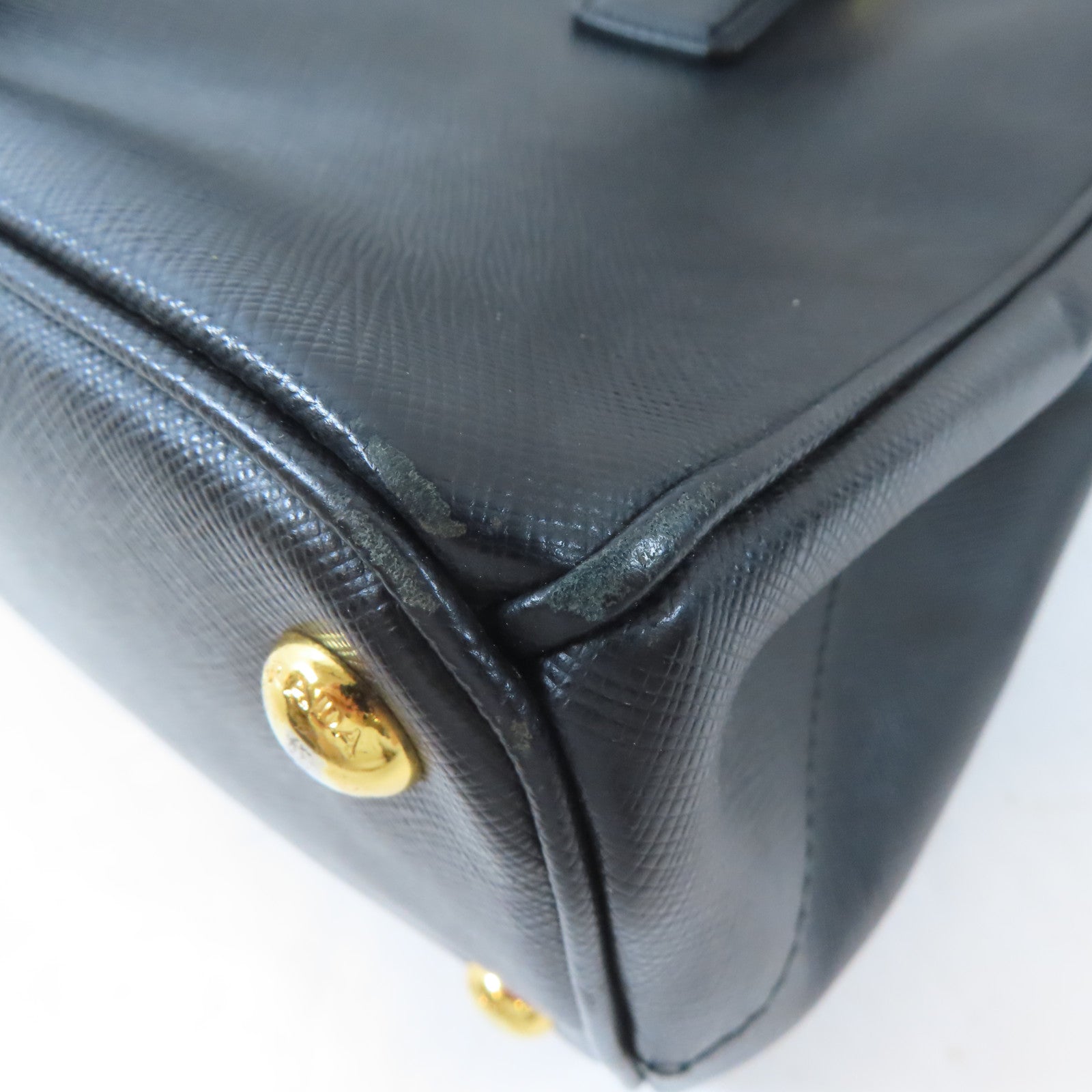 PRADA 牛皮皮革Galleria Bag金扣手挽肩背兩用袋黑色