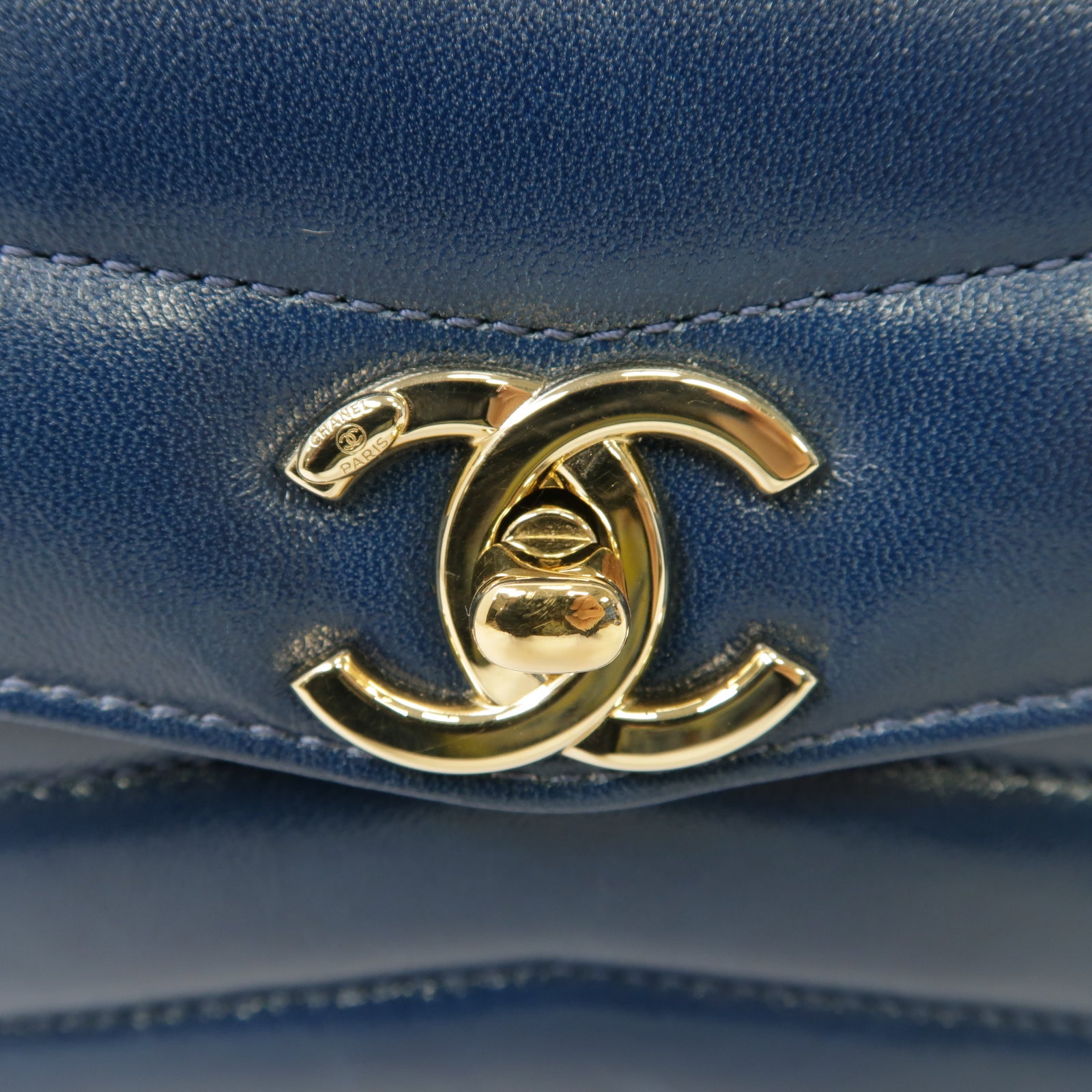 CHANEL 【激減優惠】牛皮皮革Chain Shoulder Bag金扣鏈帶肩背袋藍色