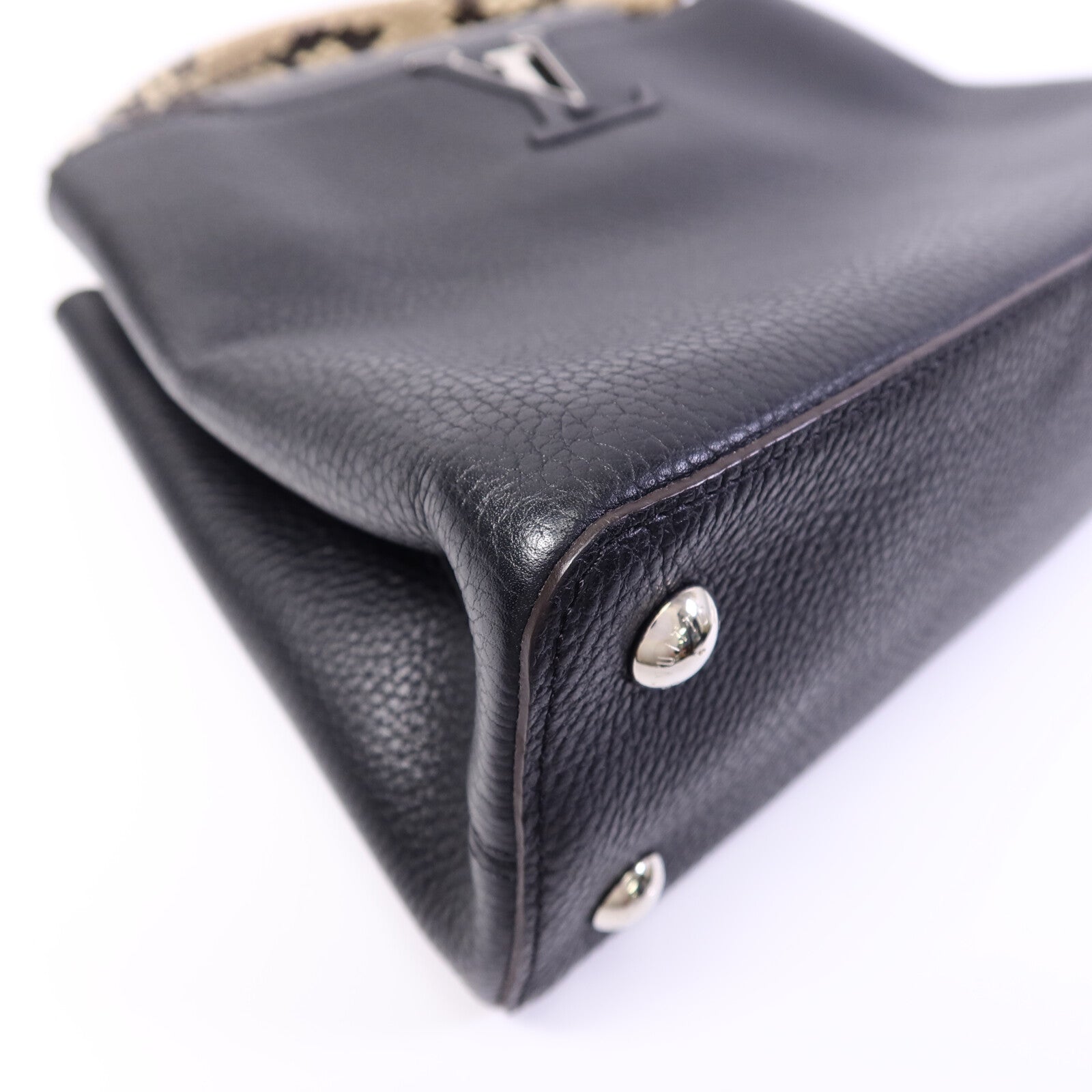 LOUIS VUITTON 牛皮/蛇皮皮革Capucines MM手挽肩背兩用袋