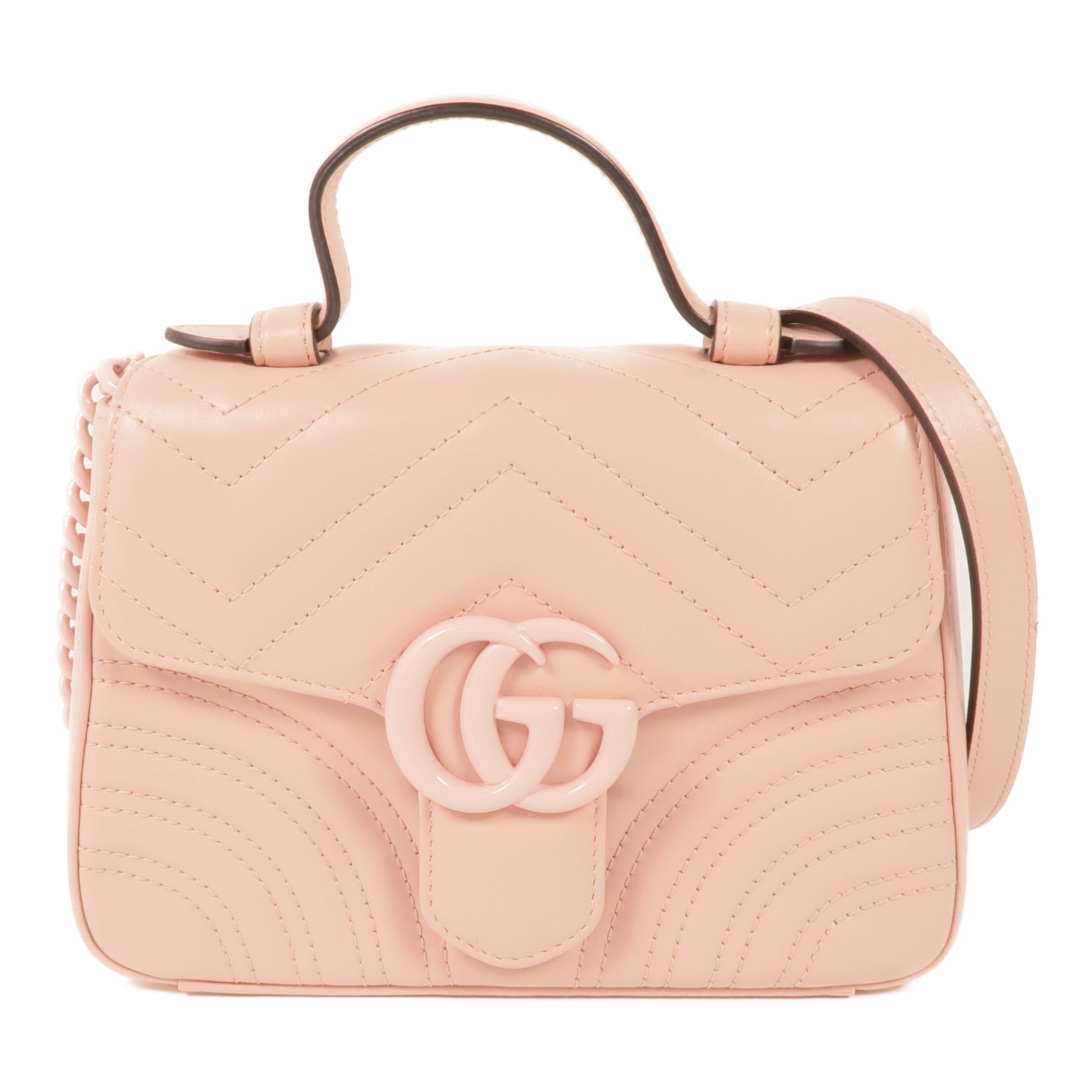 GUCCI 牛皮皮革GG Marmont銀扣手挽肩背兩用袋