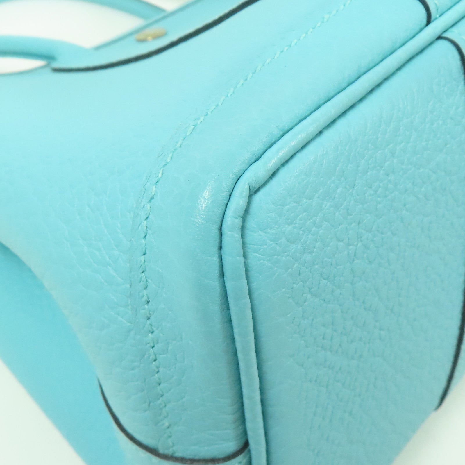 HERMES Negonda皮革Garden Party TPM銀扣手挽袋Bleu Atoll