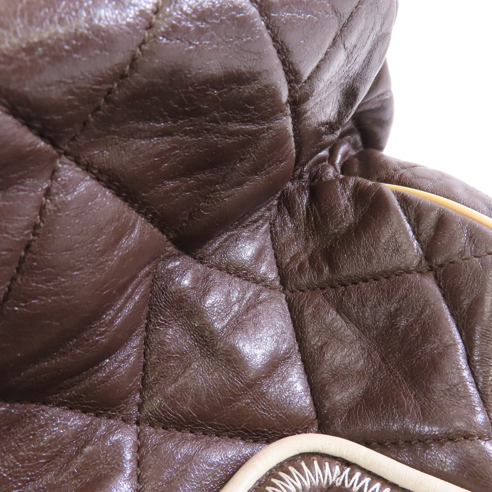 CHANEL 【激減優惠】菱格牛皮皮革Shoulder Bag銀扣鏈帶肩背袋啡色