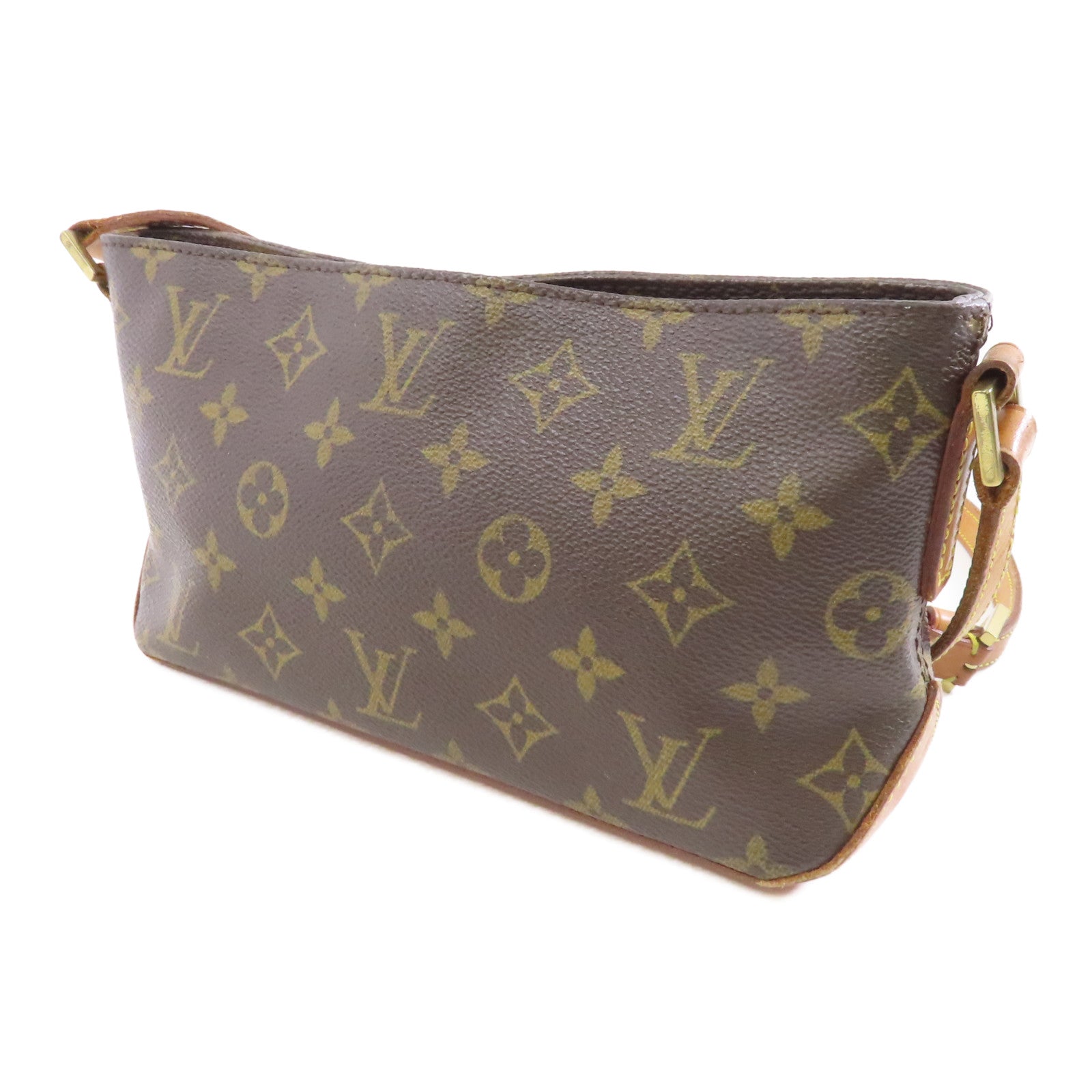 LOUIS VUITTON Monogram Trotteur金扣肩背袋棕色