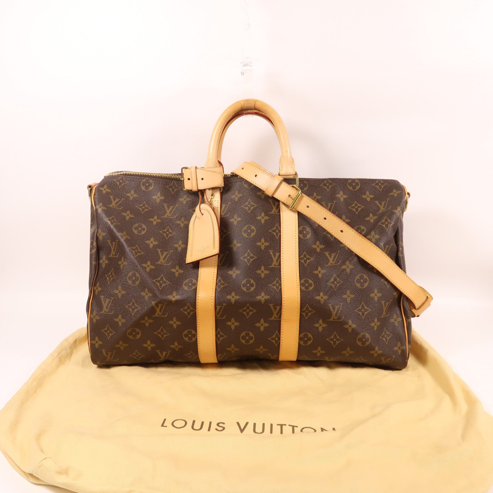 LOUIS VUITTON Monogram Keepall Bandouliere 45金扣手挽肩背兩用袋啡色
