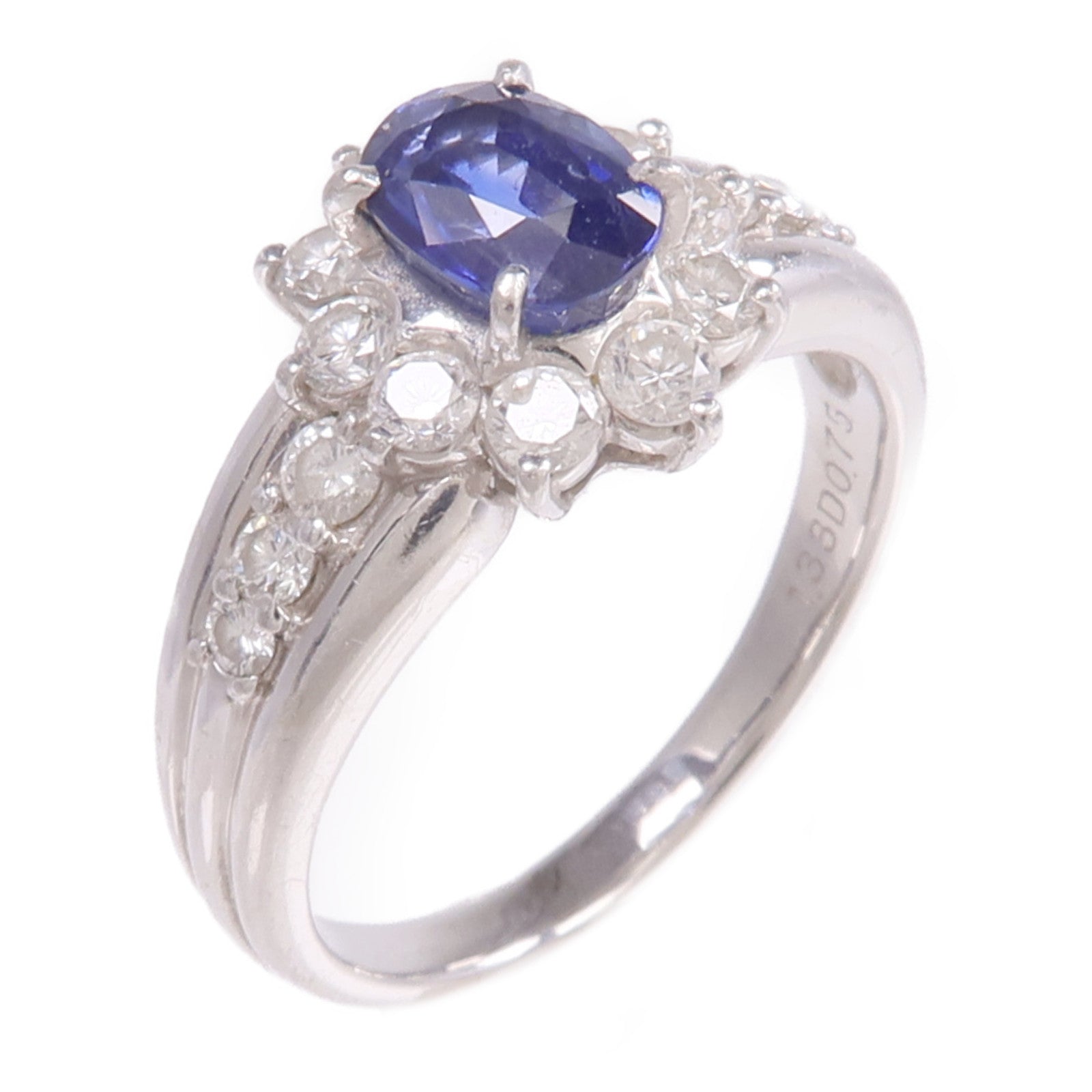 JEWELRY PT900鉑金Sapphire Diamond Ring藍寶石/鑽石戒指US#7.75