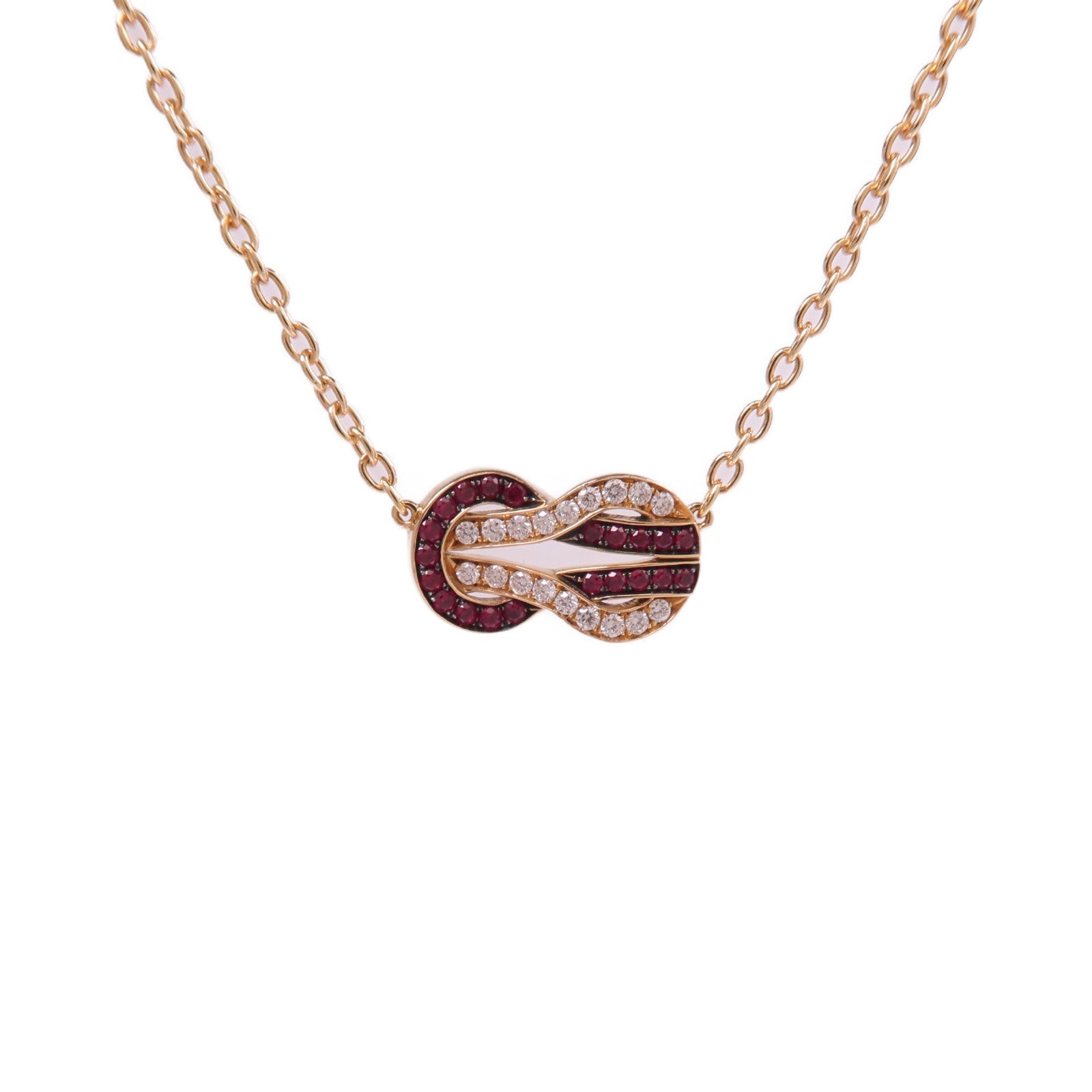 FRED 18K玫瑰金/黑金Ruby Diamond Necklace紅寶石/鑽石項鍊