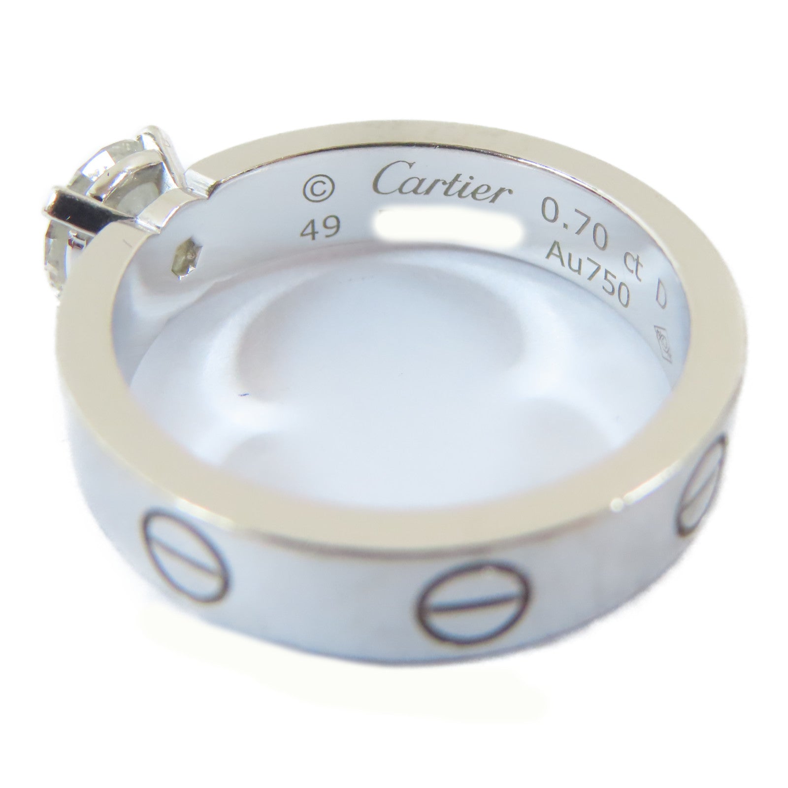 CARTIER 【激減優惠】18K白金Love Solitaire Ring 0.70ct鑽石戒指Cartier#49/US#4.75