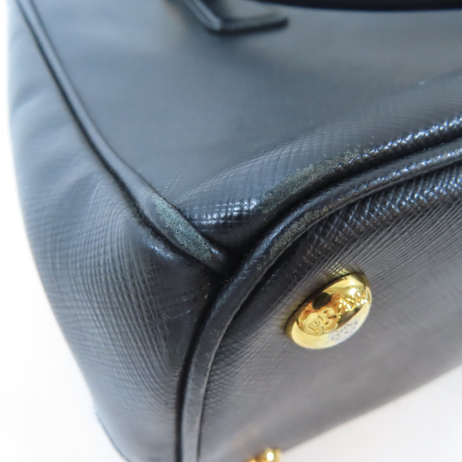 PRADA 牛皮皮革Galleria Bag金扣手挽肩背兩用袋黑色