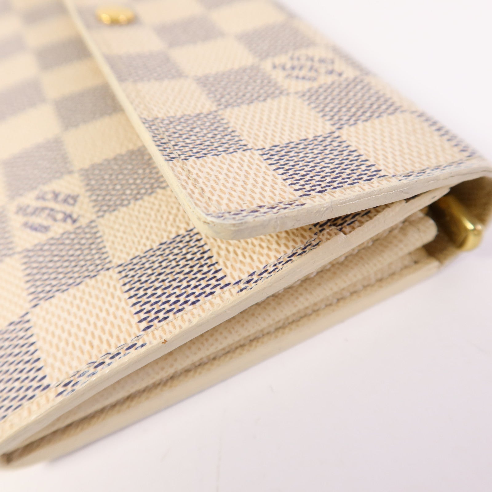 LOUIS VUITTON Damier Azur Portefeuille International金扣長錢包