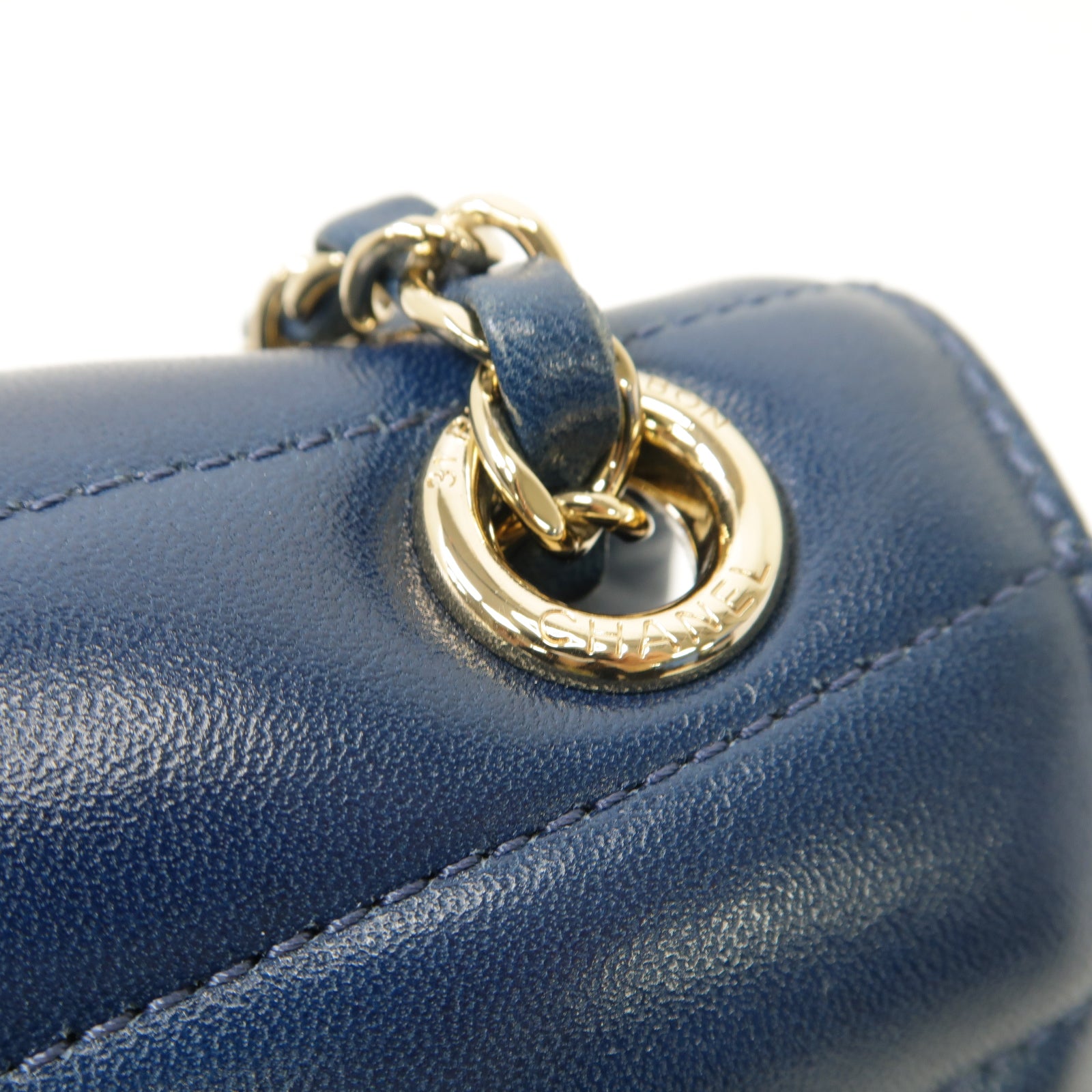 CHANEL 【激減優惠】牛皮皮革Chain Shoulder Bag金扣鏈帶肩背袋藍色
