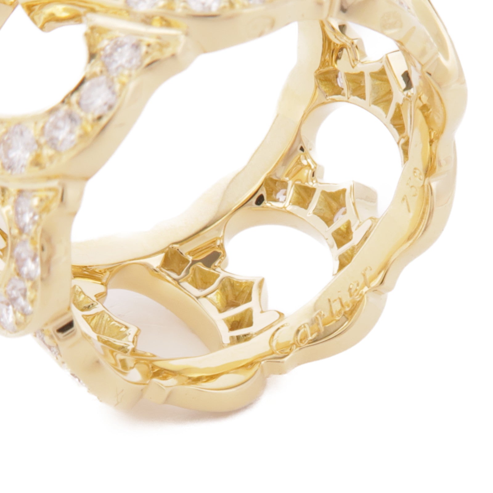 CARTIER 18K黃金C De Cartier Diamond Ring鑽石戒指Cariter#55/US#7.25