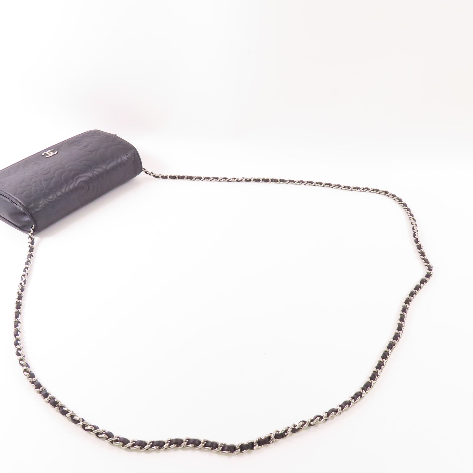 CHANEL CC SHW WOC Wallet On Chain Shoulder Bag Calfskin Leather Black