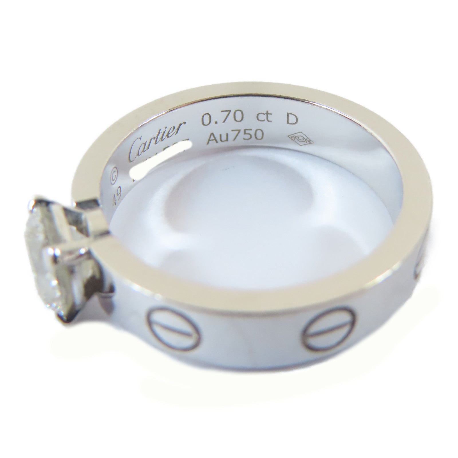 CARTIER 【激減優惠】18K白金Love Solitaire Ring 0.70ct鑽石戒指Cartier#49/US#4.75