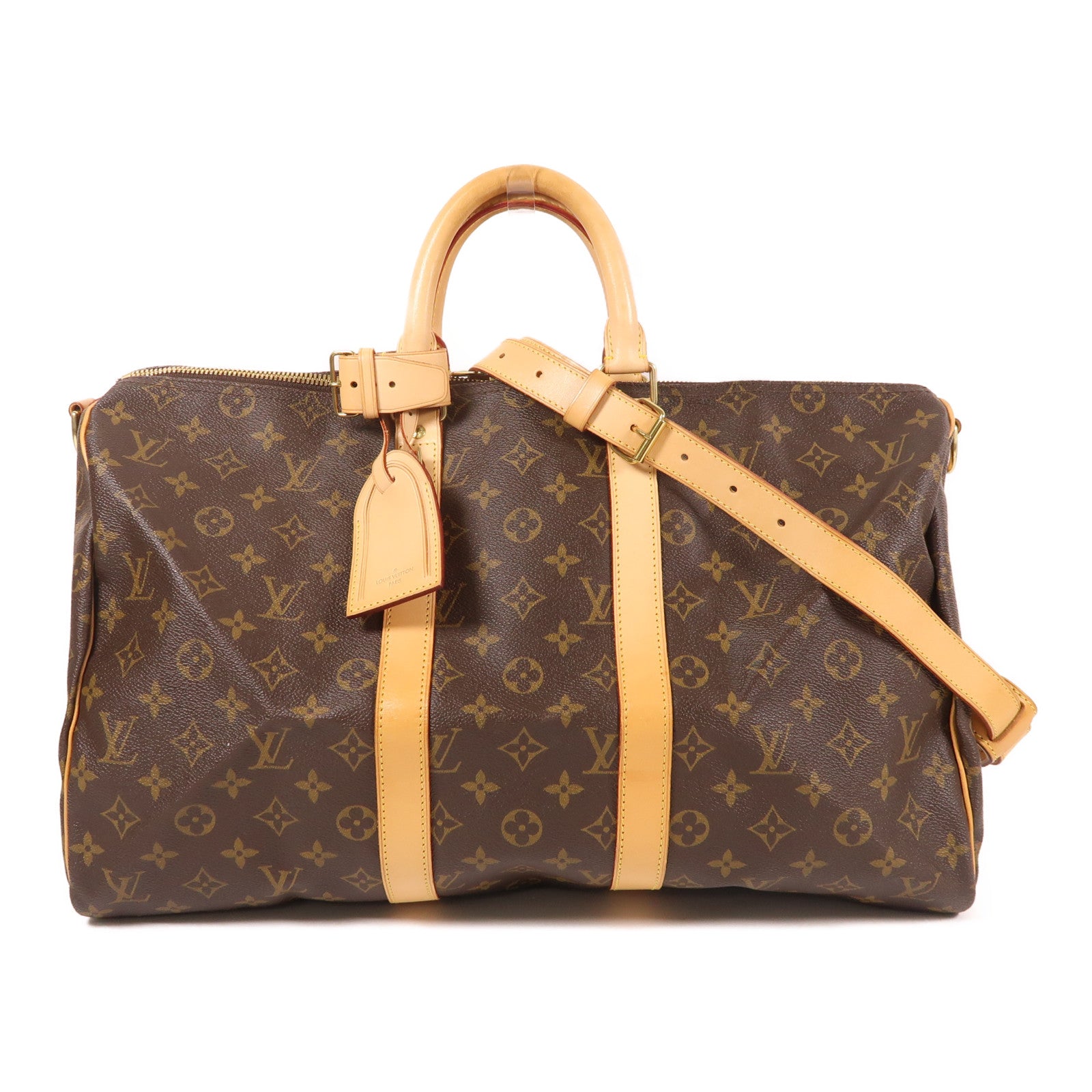 LOUIS VUITTON Monogram Keepall Bandouliere 45金扣手挽肩背兩用袋啡色