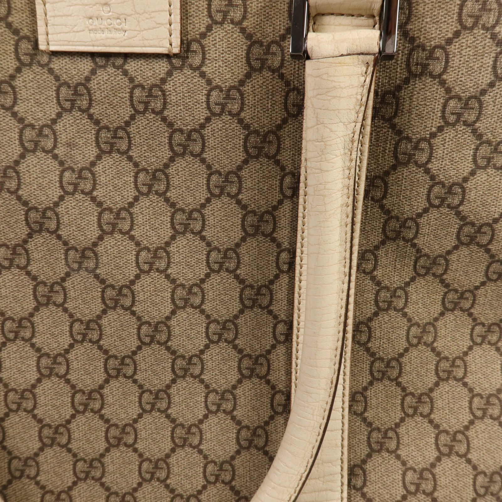 GUCCI 塗層帆布Tote Bag銀扣肩背袋