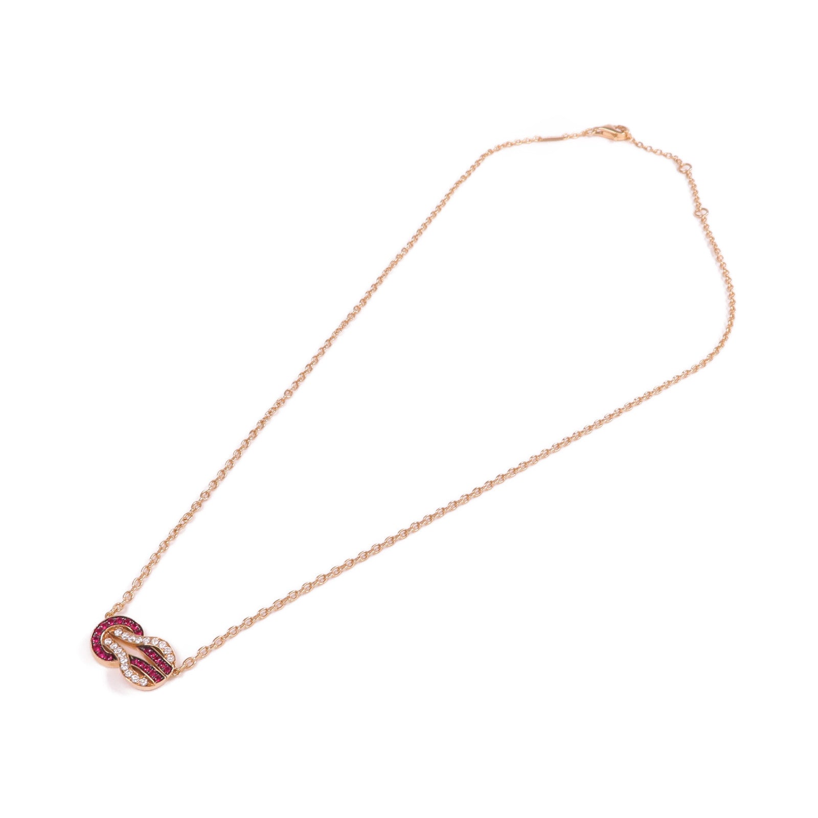 FRED 18K玫瑰金/黑金Ruby Diamond Necklace紅寶石/鑽石項鍊