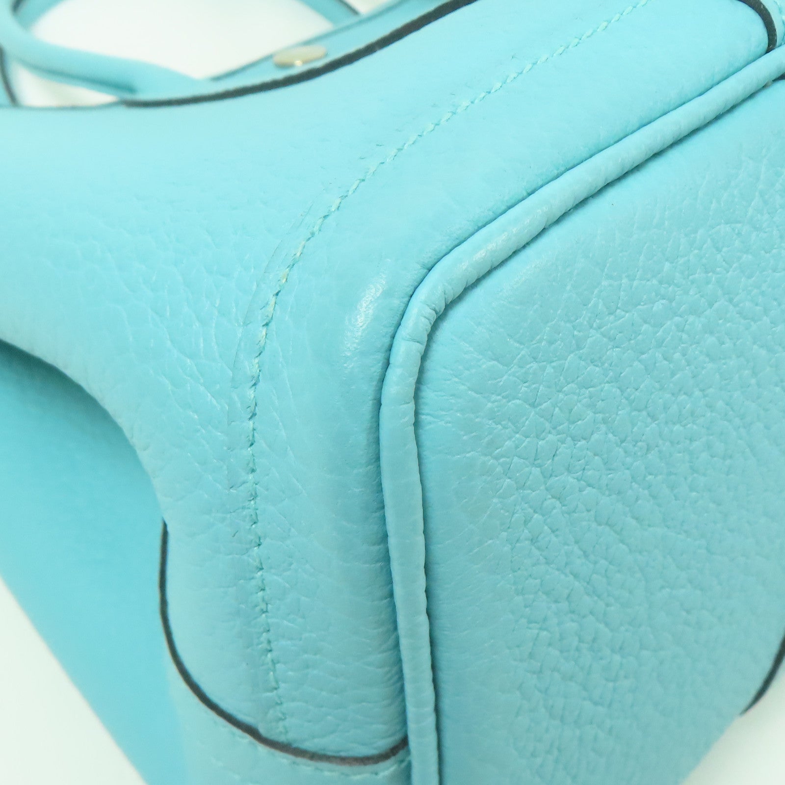 HERMES Negonda皮革Garden Party TPM銀扣手挽袋Bleu Atoll